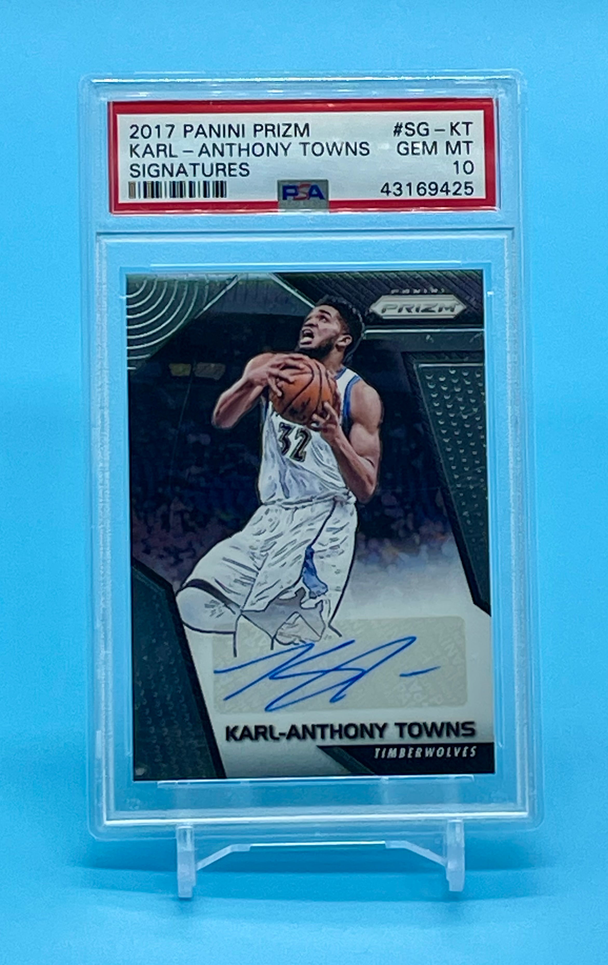 ❤️2017 PRIZM KARL ANTHONY TOWNS AUTO SIGNATURES ROOKIE PSA 10