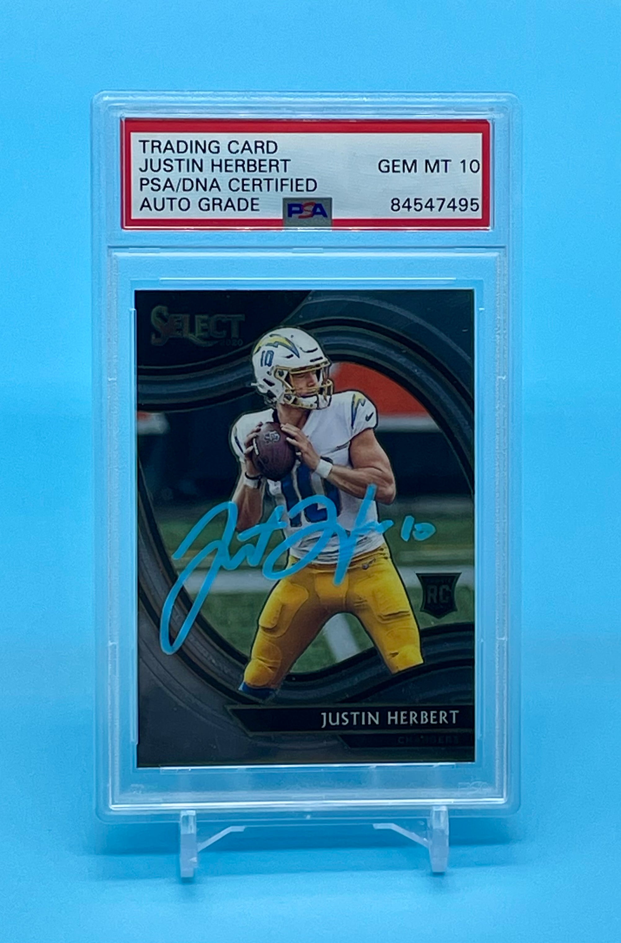 Justin Herbert Select Rookie Field Level PSA authentic 9 Los Angeles Chargers