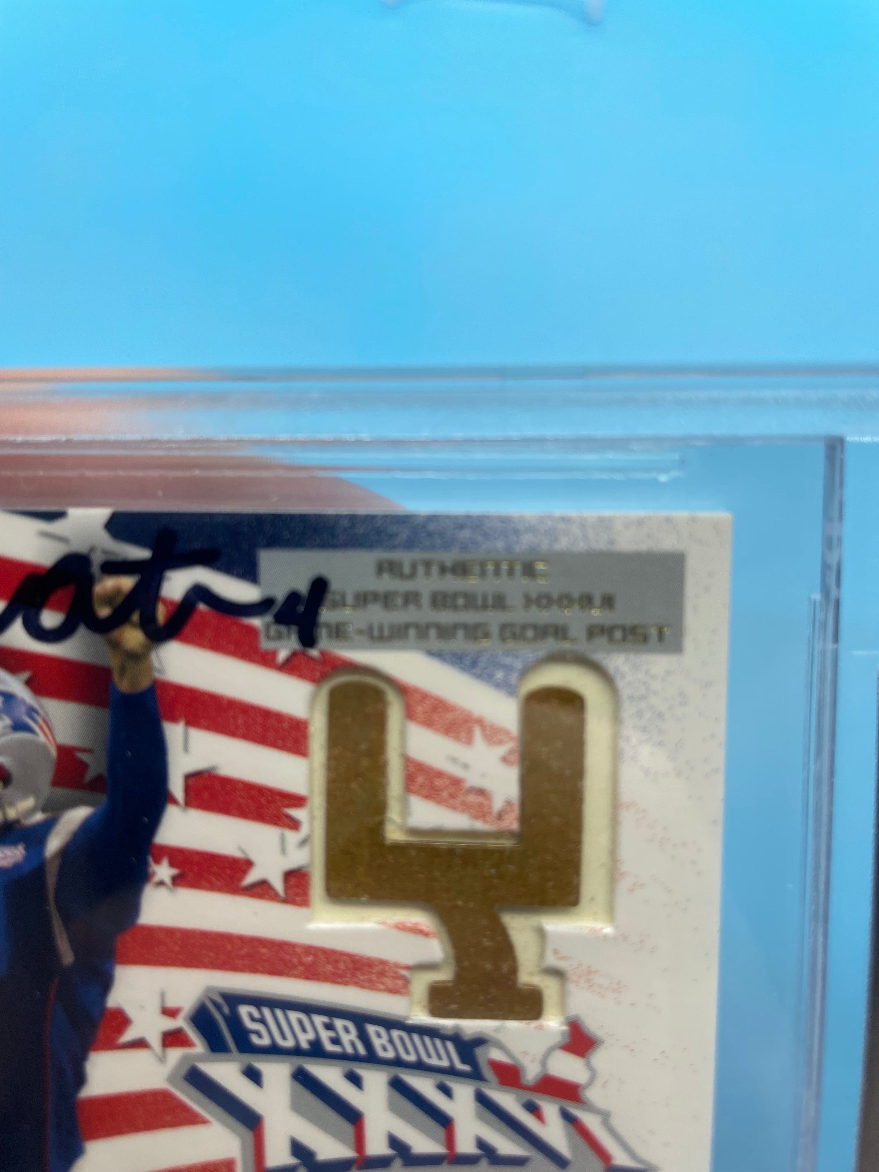 ❤️Super Rare BGS Beckett AUTOGRAPHED 2002 ADAM VINATIERI Goal Post W/ “48 YD G.W.F.G”