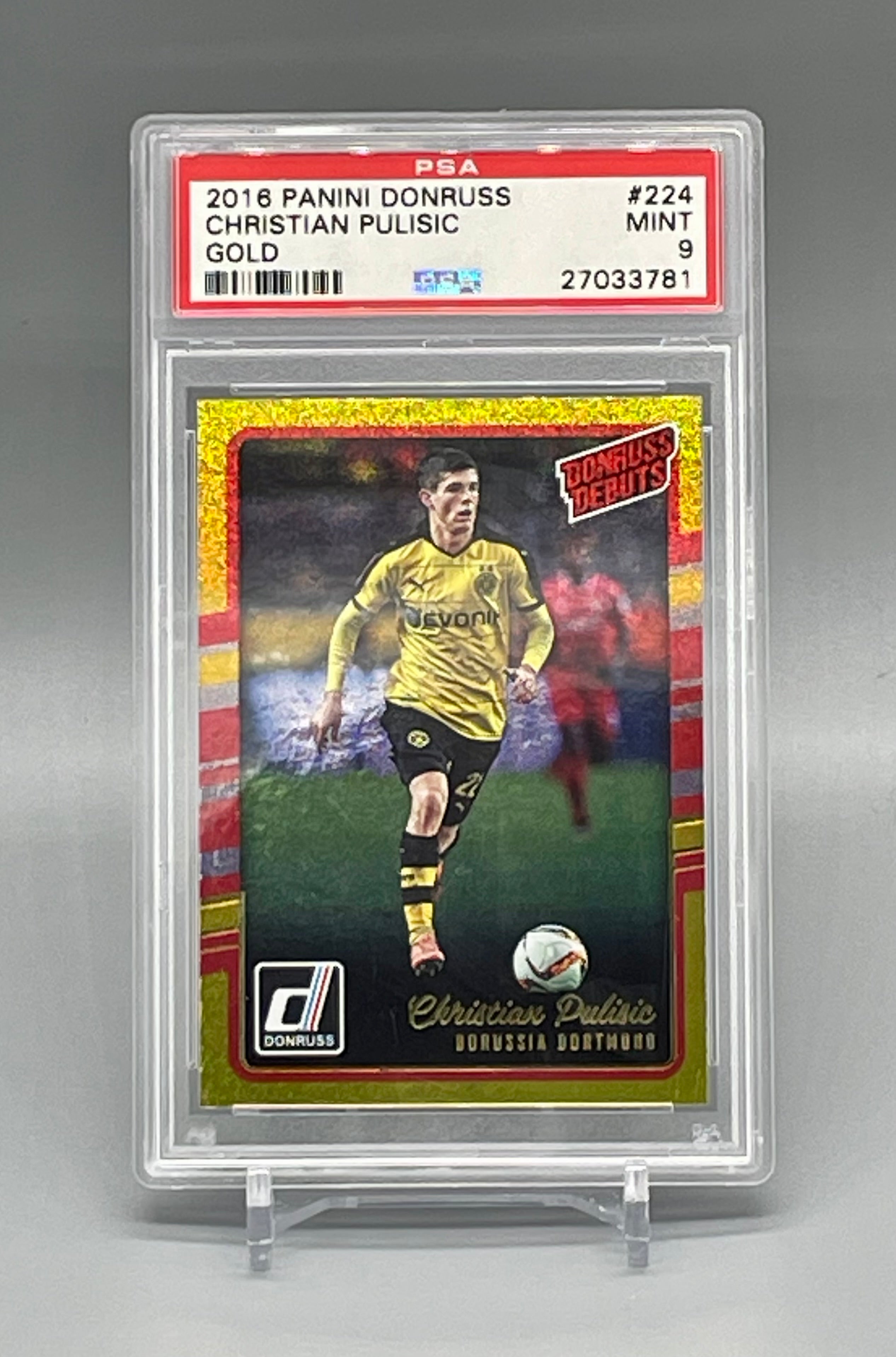 ❤️CHRISTIAN PULISIC 2016 Panini Donruss Debuts Gold 224 RC Psa 9 Rookie