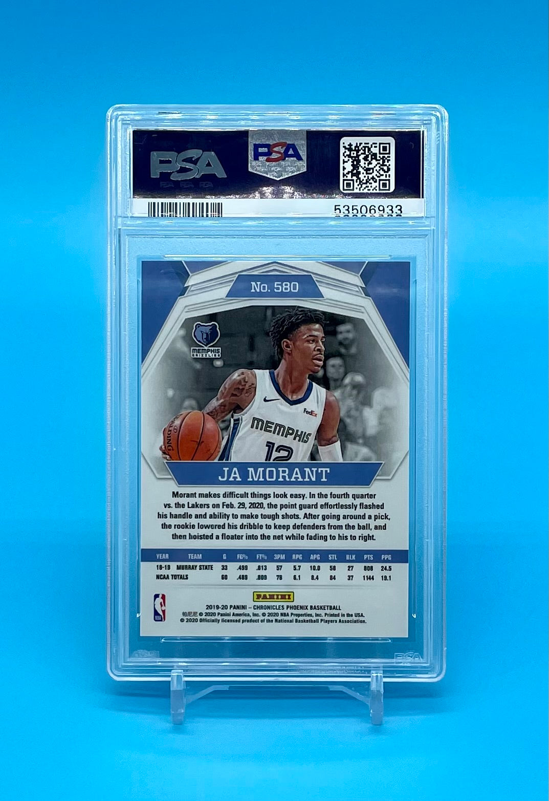 ❤️2019 Panini Chronicles Phoenix Grizzlies #580 Ja Morant RC Rookie PSA 10 GEM MINT