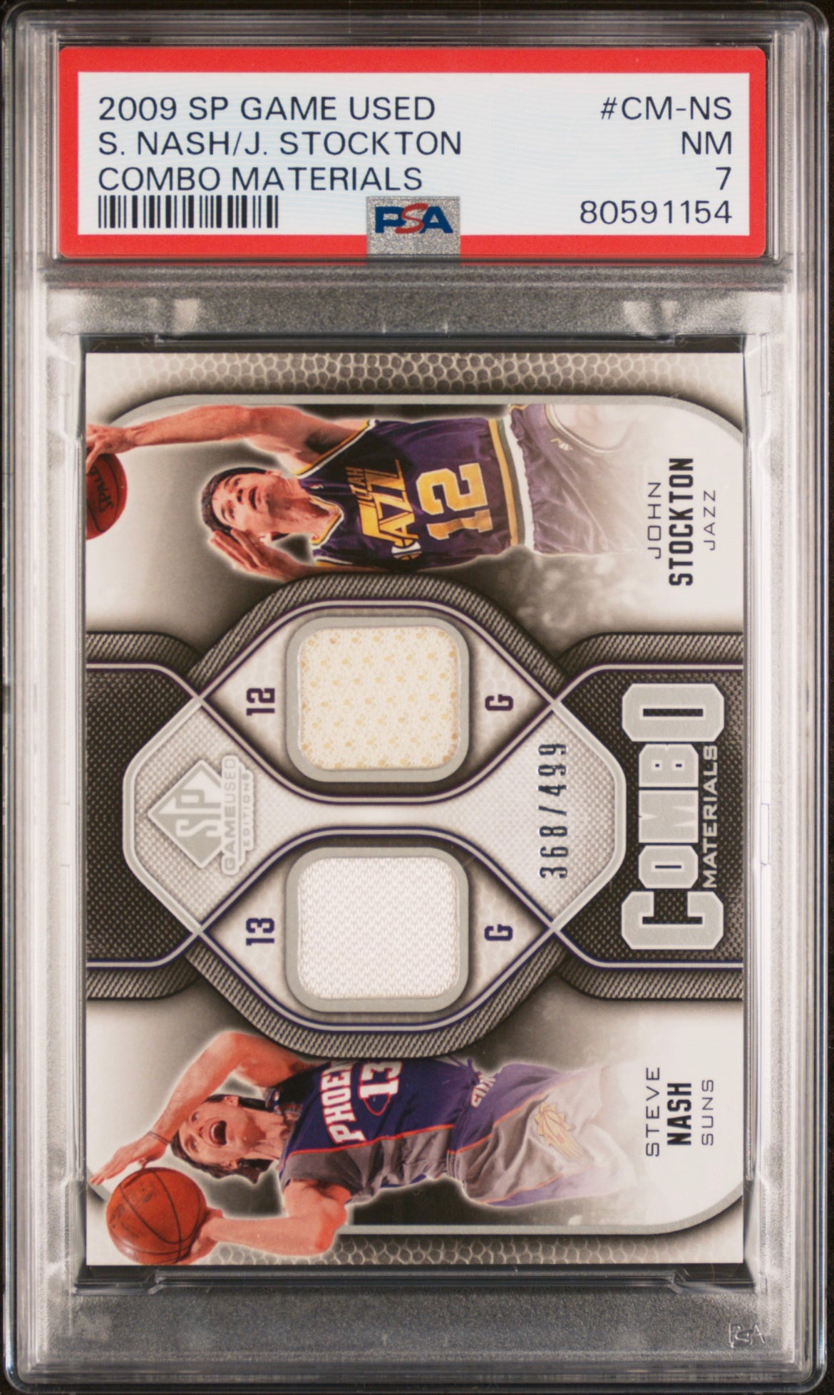 ❤️ 2009 SP All-Star Game Used Combo Materials /499 Steve Nash and game used John Stockton CM-NS Psa 7 Pop 1