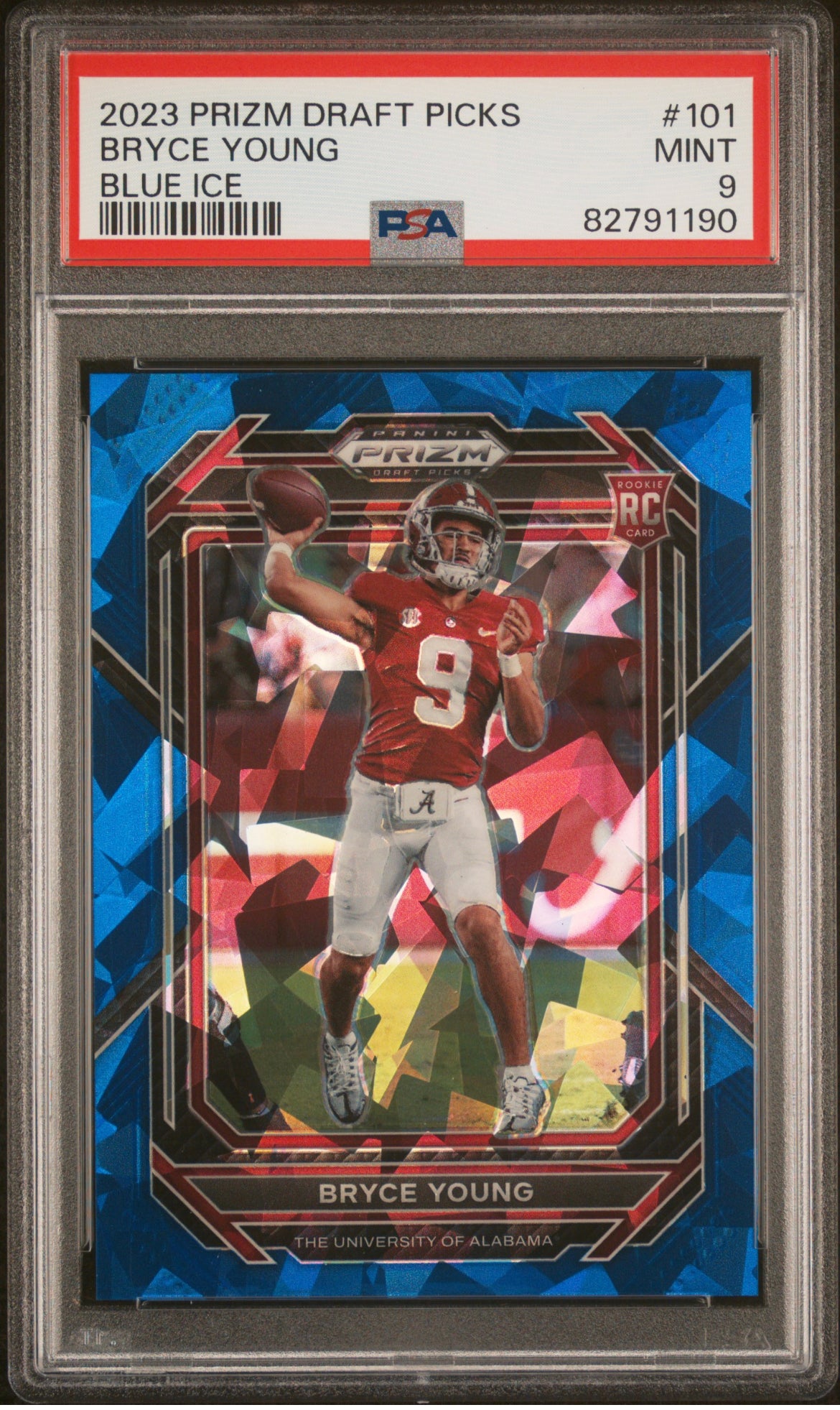 ❤️2023 Panini Prizm Draft Picks Bryce Young Blue Cracked Ice Prizm /99 PSA 9 Pop 1