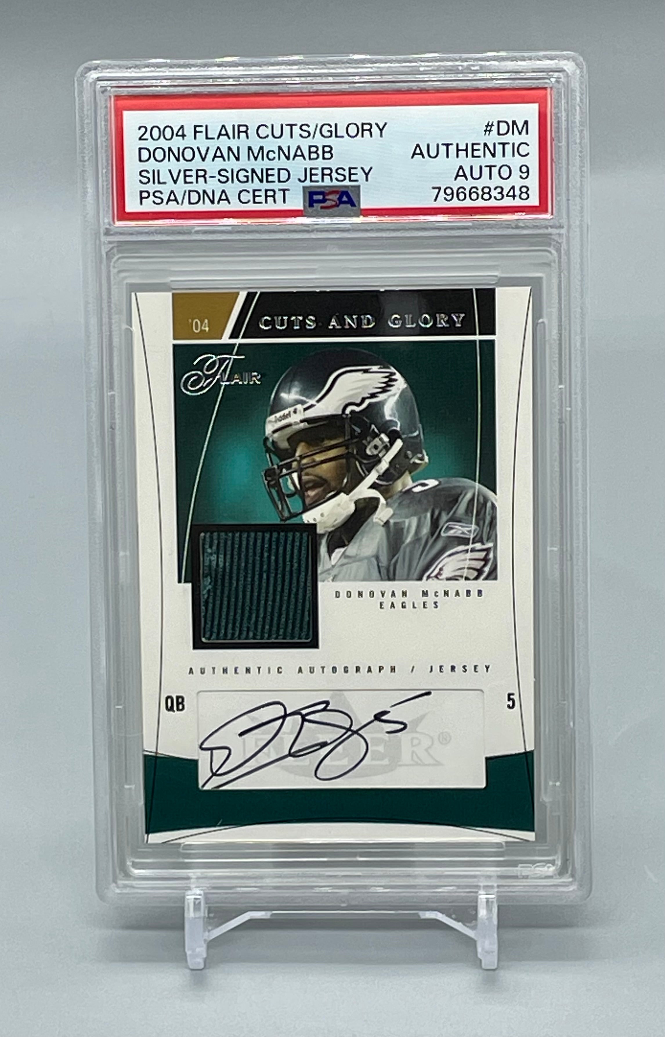 ❤️2004 Flair Cuts and Glory DONOVAN MCNABB  PSA 10 AUTO GAME USED JERSEY /50 Pop 1 Super Bowl Year!