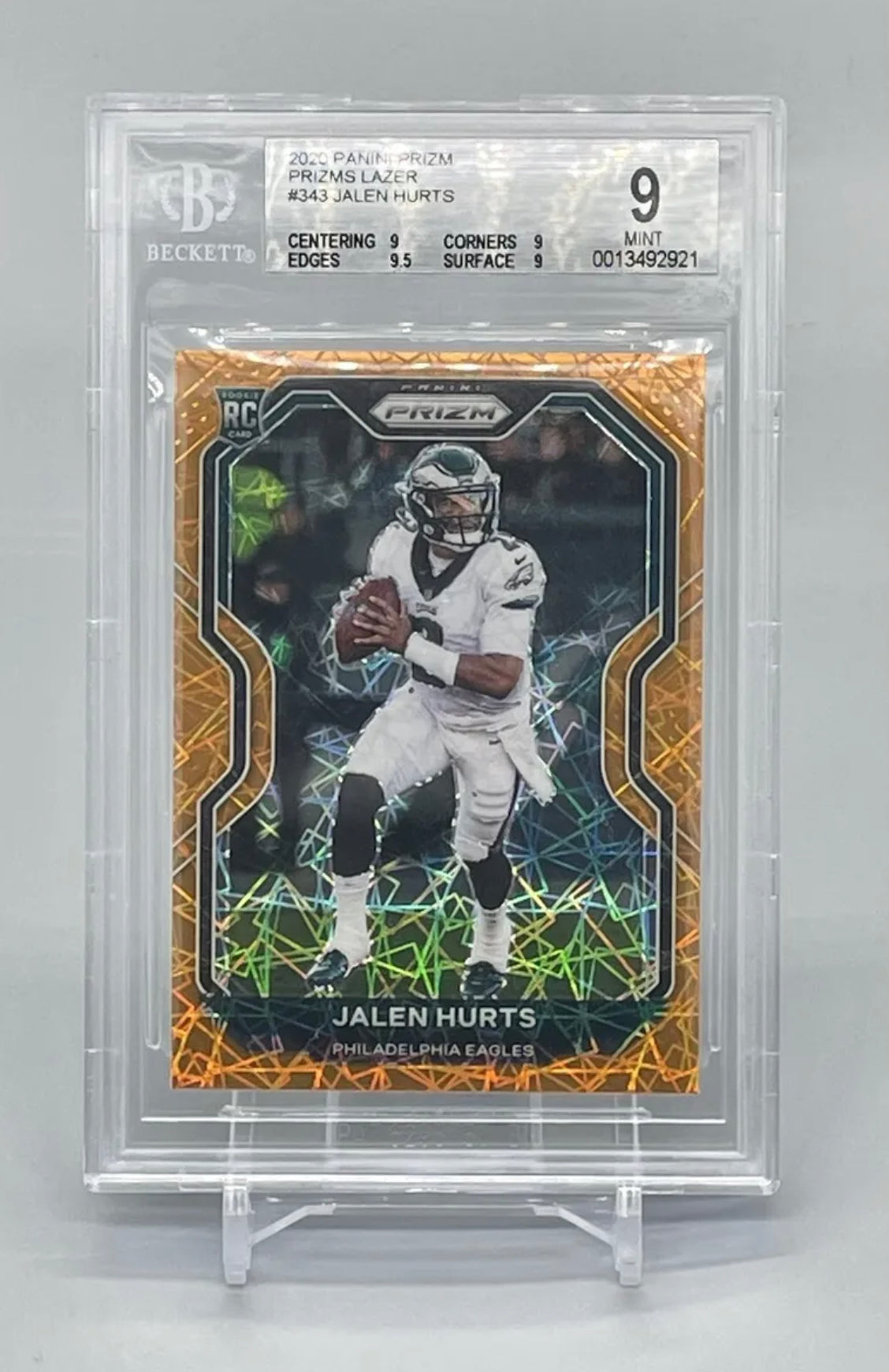 ❤️2020 Panini Orange Lazer Prizm #343 Jalen Hurts Eagles RC Rookie BGS 9 MINT