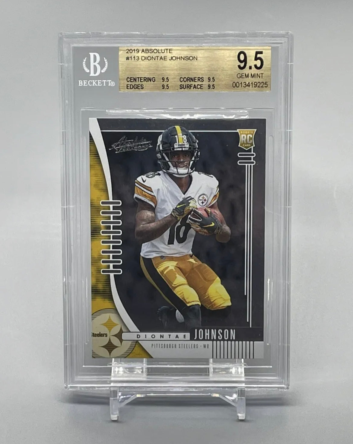 2019 Diontae Johnson Rookie Card Panini Absolute RC #113 Steelers BGS 9.5