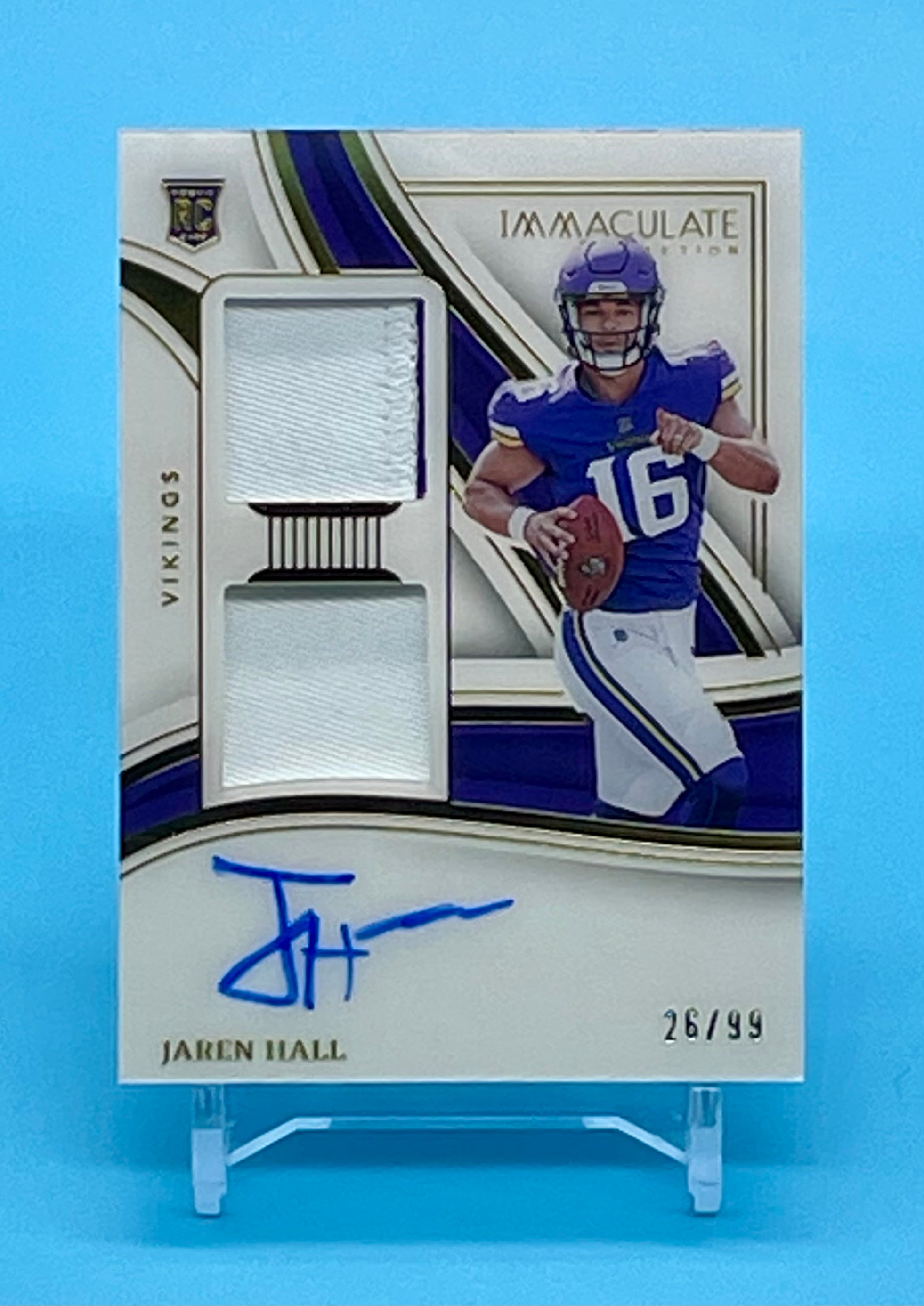 ❤️2023 Immaculate Jaren Hall Rookie RC  Dual Color Dual Patch Auto /99 Vikings