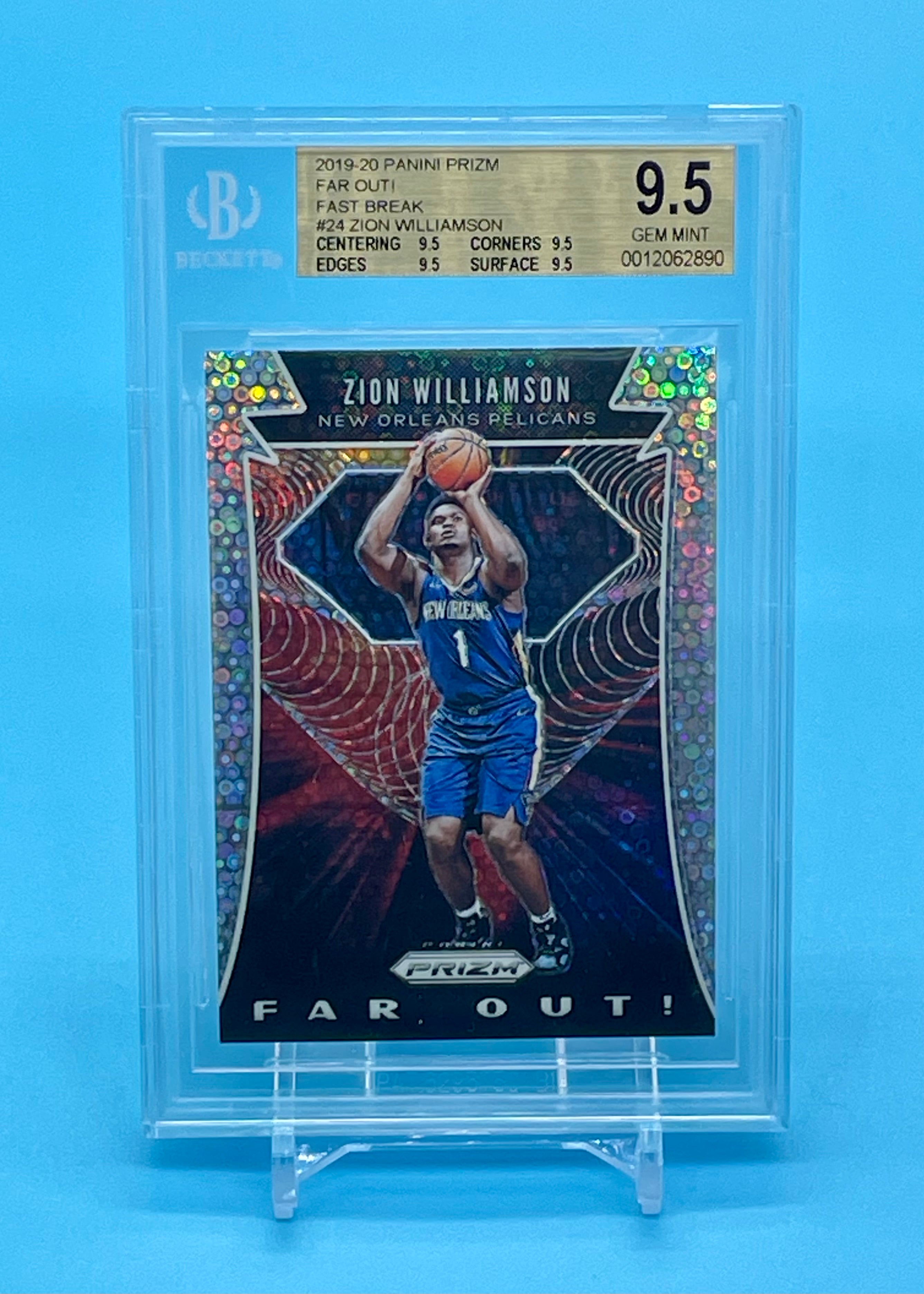 ❤️2019 Panini Prizm Far Out Fast Break Zion Williamson ROOKIE RC BGS 9.5 “True Gem Mint” Disco