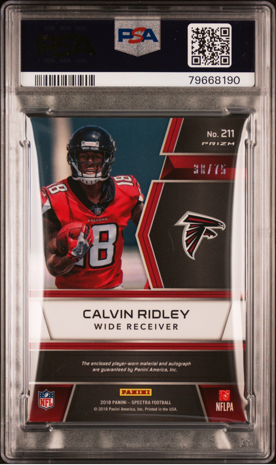 ❤️2018 Panini Spectra Neon Blue Disco Calvin Ridley Rookie Patch RPA /75 Psa 7.5 Auto 10 Pop 2 Jaguars Falcons