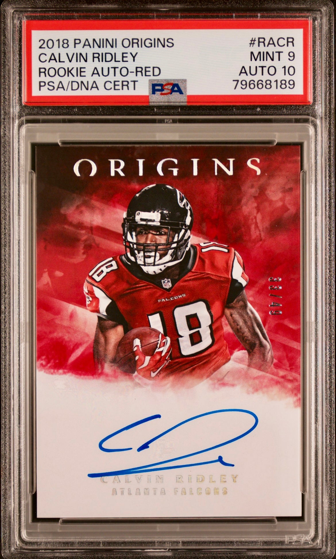 ❤️2018 Origins Calvin Ridley Rookie /49 On Card Auto Color Match Psa 9 Auto 10 Pop 1 Jaguars Falcons