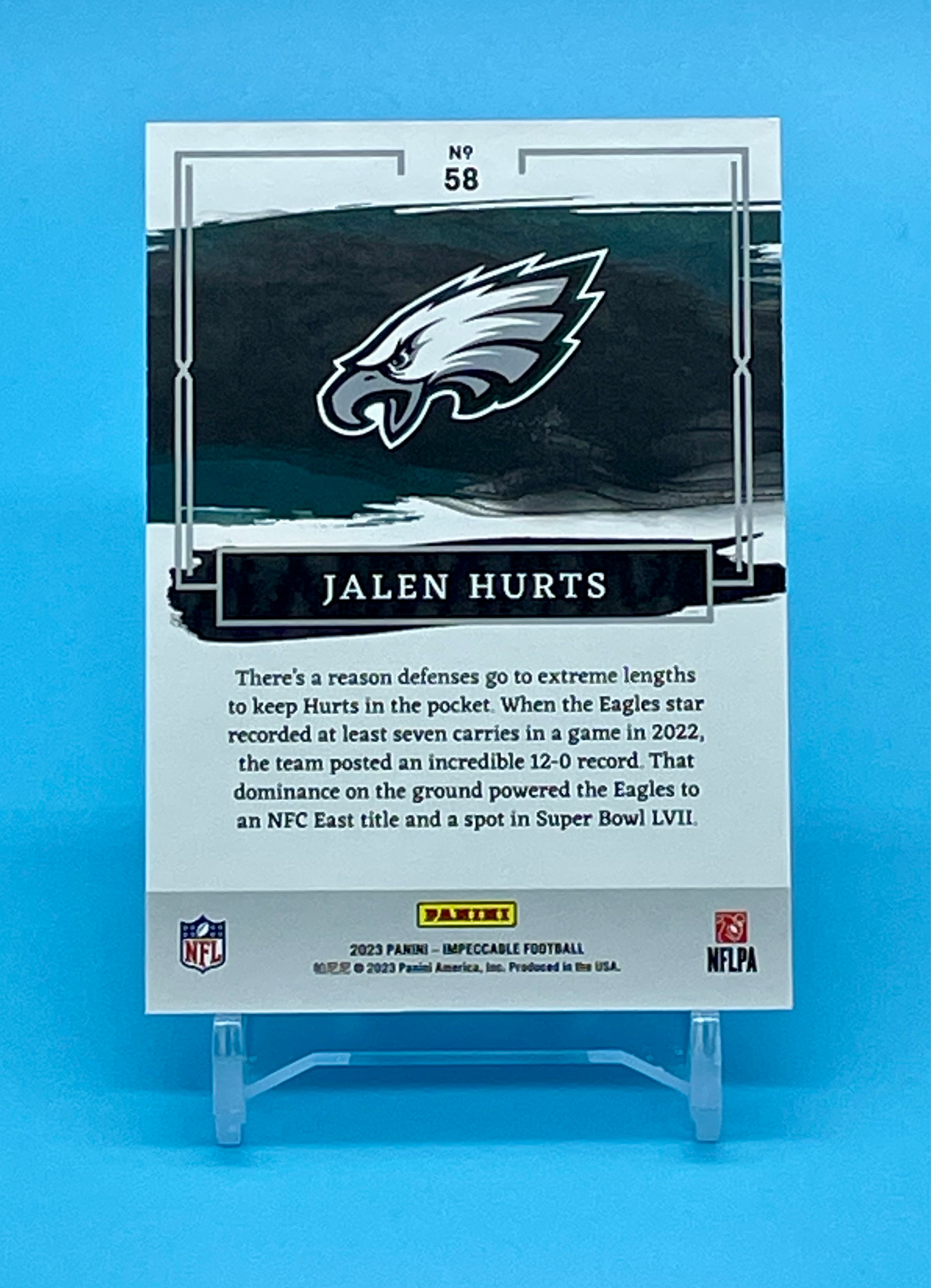 ❤️2023 IMPECCABLE FOOTBALL #58 JALEN HURTS EAGLES /75