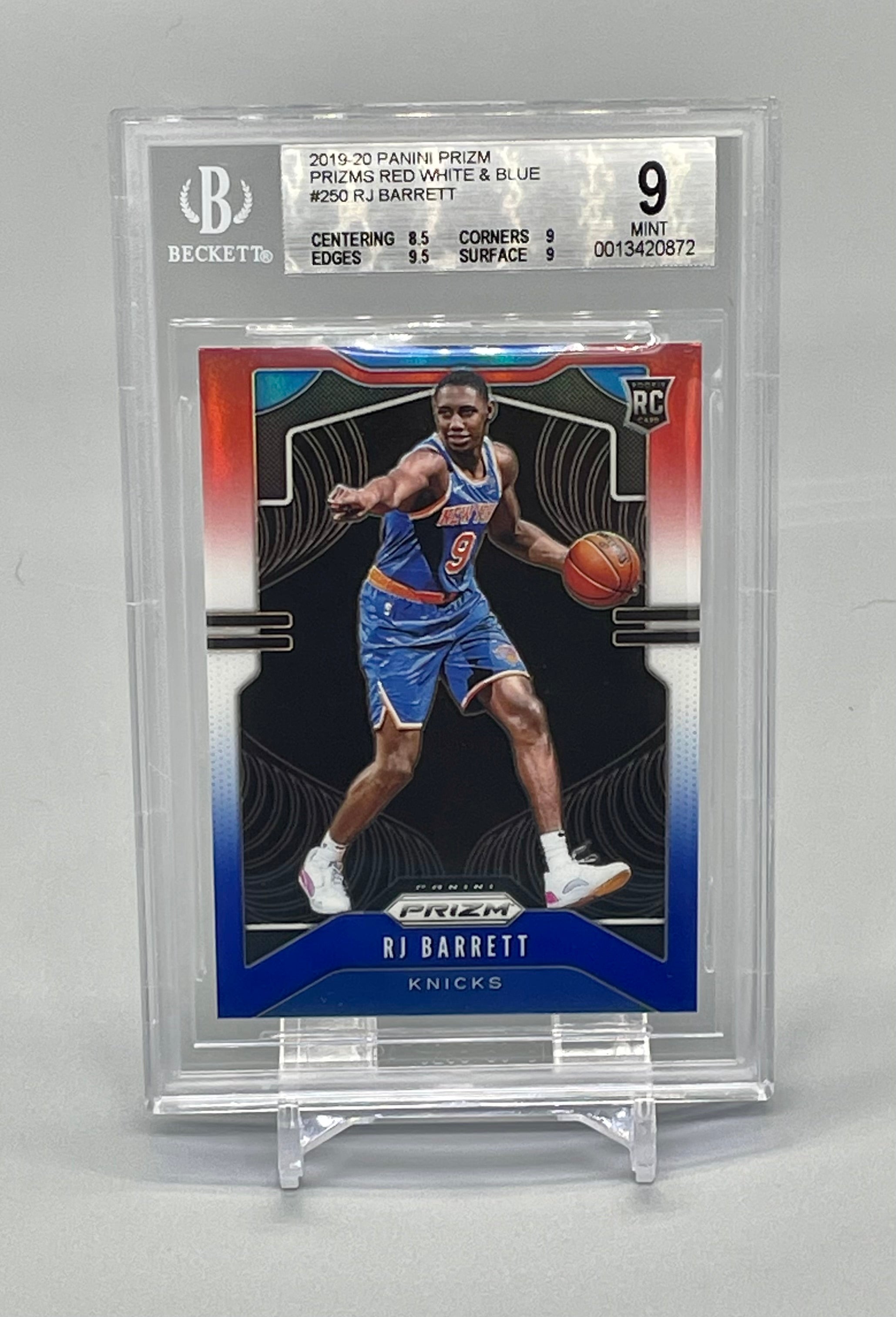 ❤️2019-20 Prizm RJ Barrett Red White Blue Prizm Rookie RC #250 BGS 9 Knicks