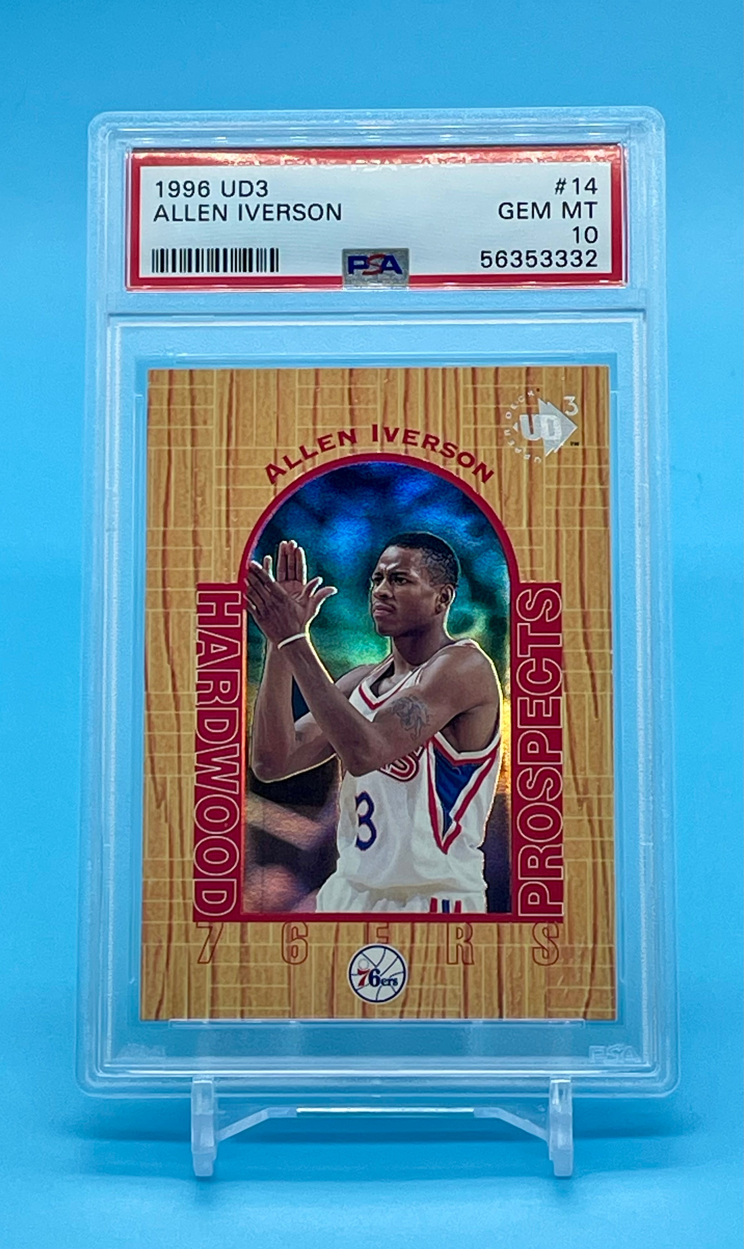 ❤️ALLEN IVERSON 1996 Upper Deck UD3 RC Rookie 14 Sixers HOF PSA 10 Gem Mint Holo