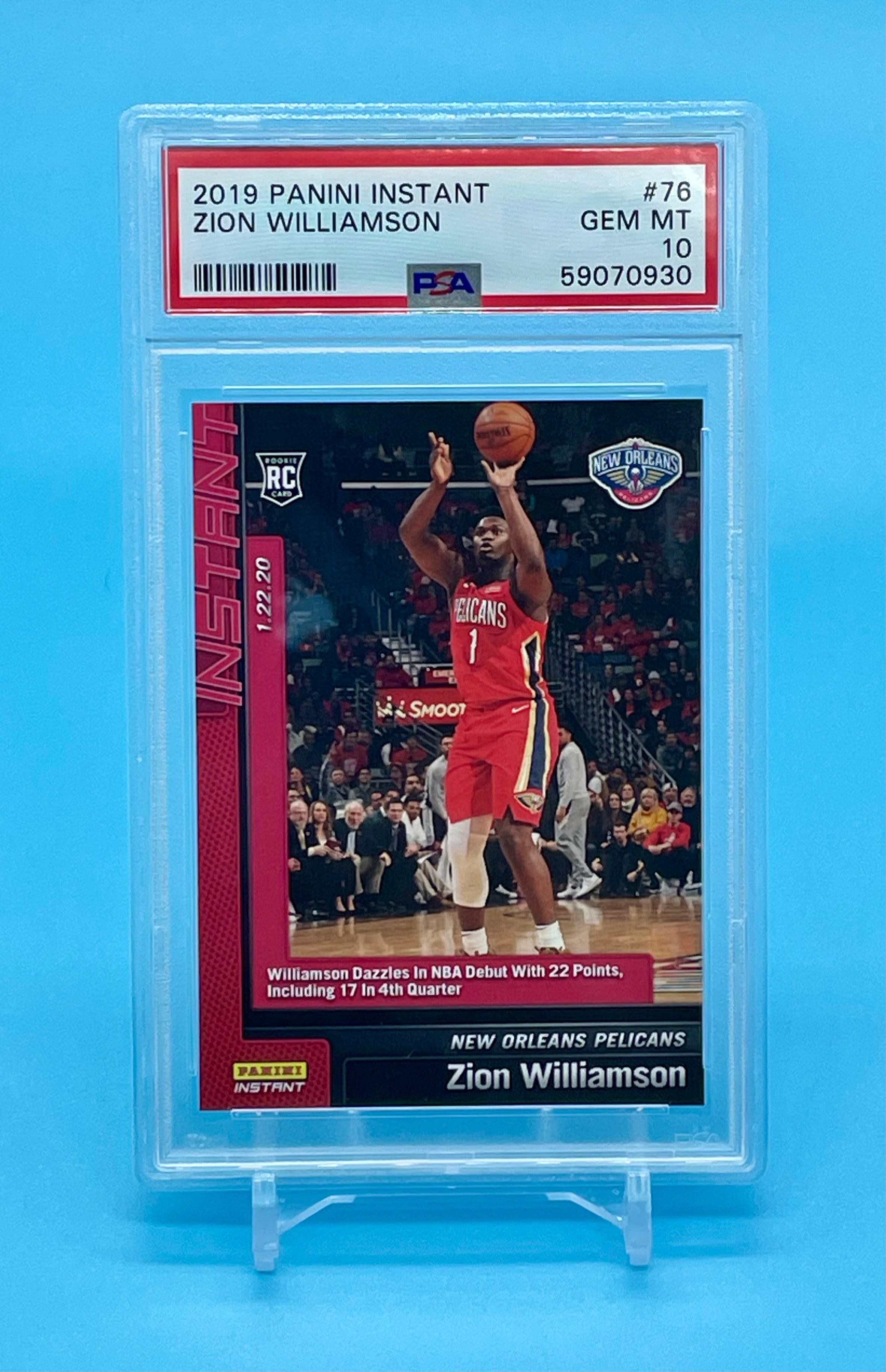 ❤️2019 Panini Instant NBA Debut Game #76 Zion Williamson RC Rookie PSA 10 Low Pop 131