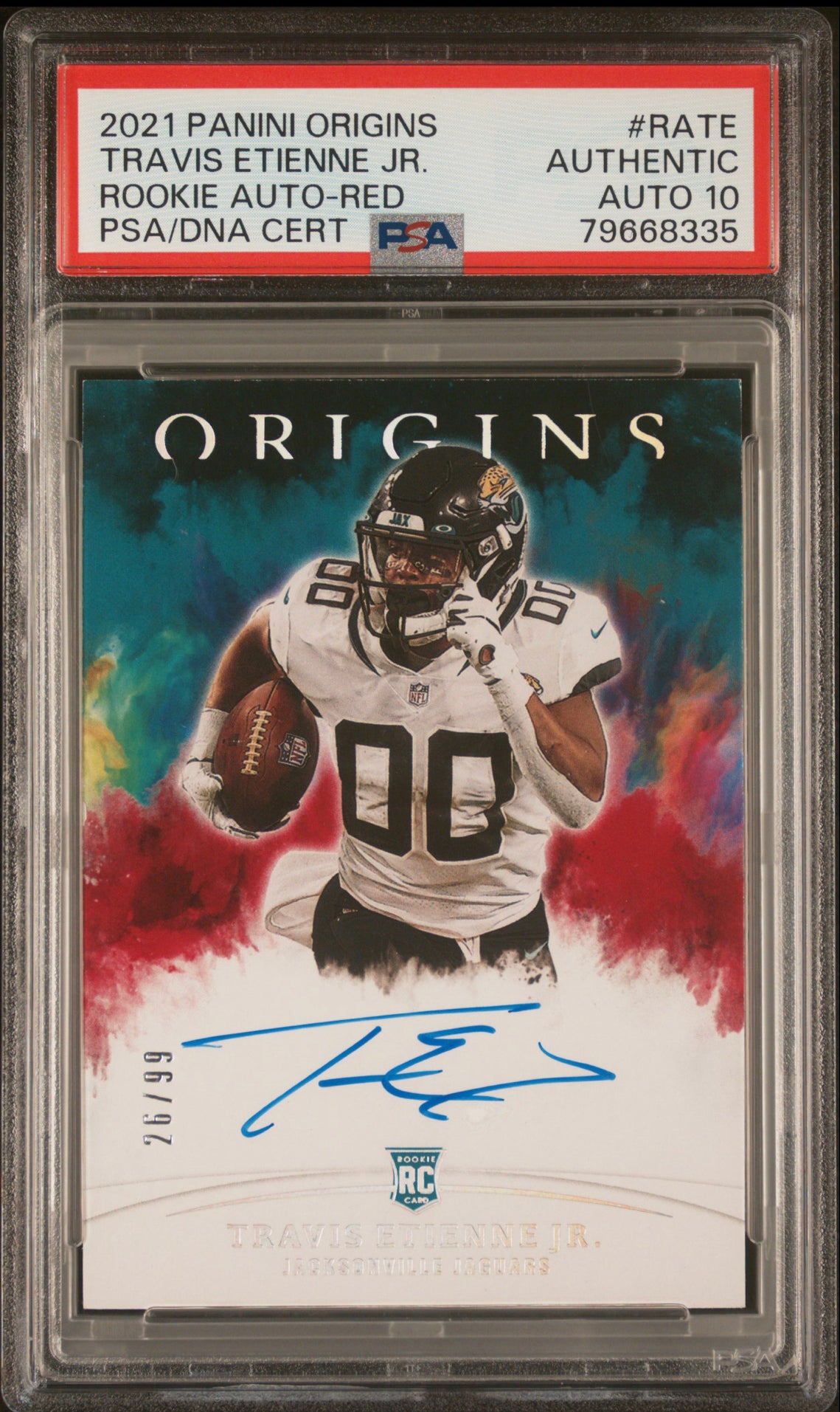 ❤️2021 Panini Origins Rookie Auto Red /99 Travis Etienne Jr Psa 10 Auto RC Pop 1