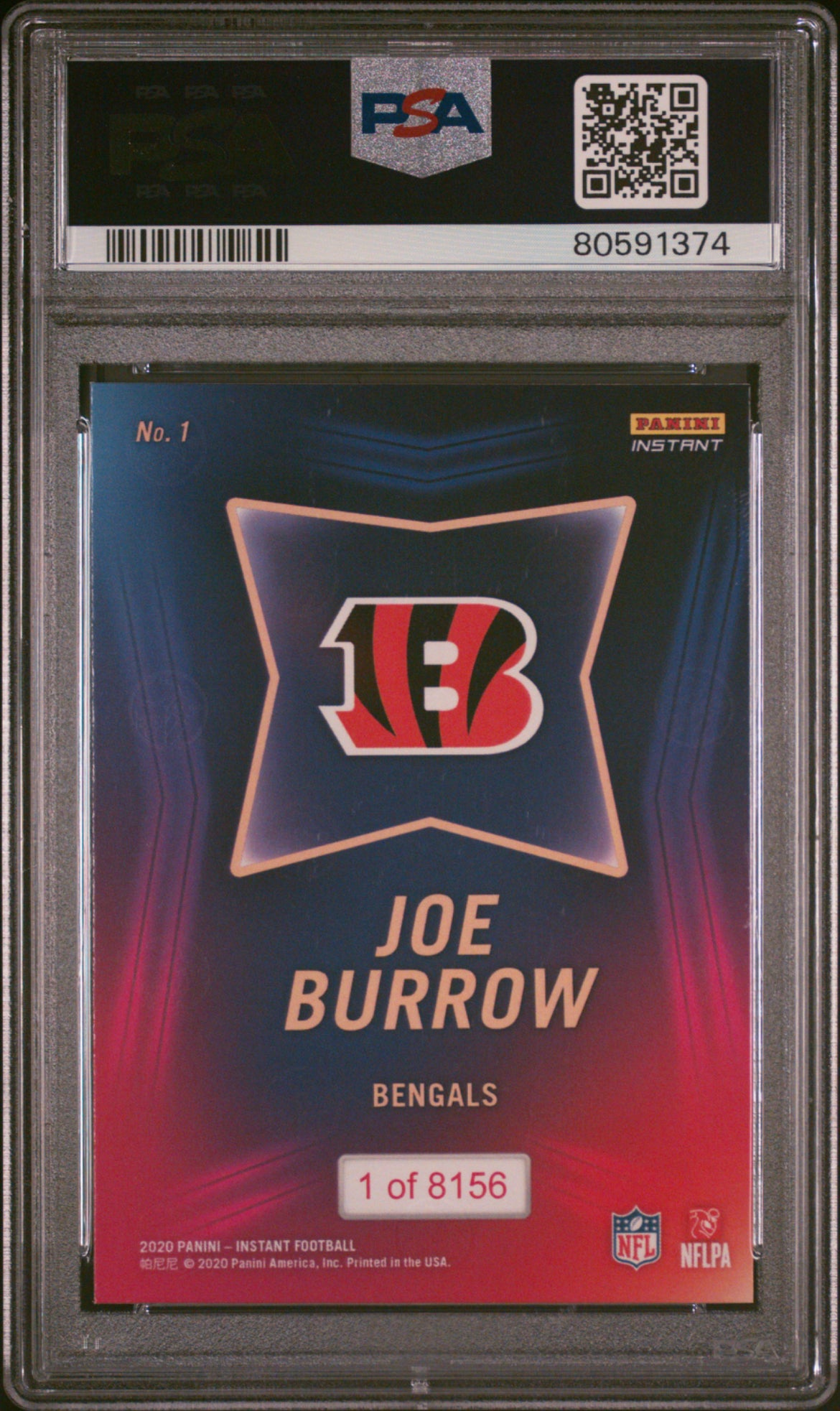 ❤️2020 Joe Burrow Panini Instant Draft Night Rookie RC Bengals LSU /8156 Psa 9