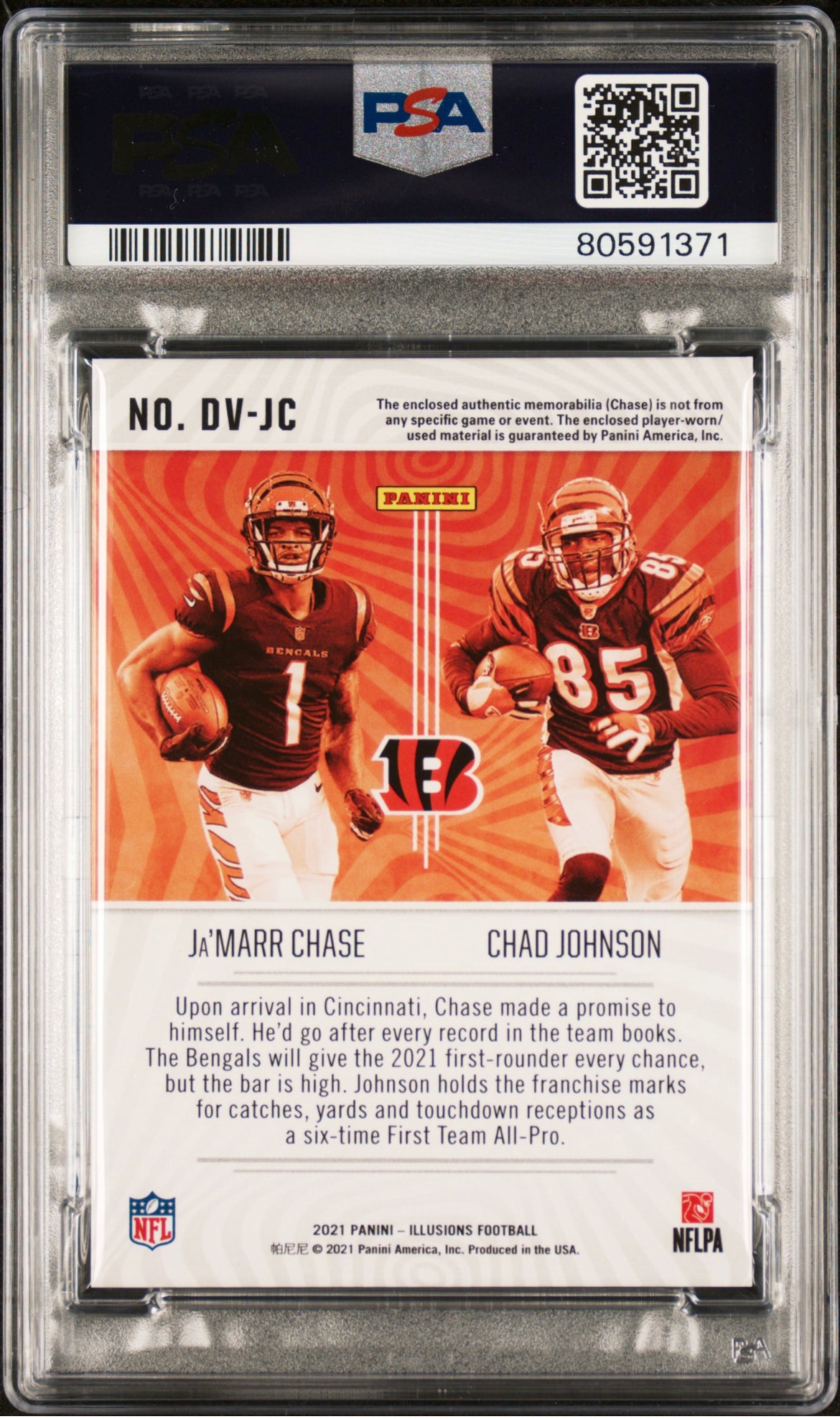 ❤️2021 Illusions Deja Vu Jamarr Chase Chad Johnson red dual patch Rookie RC Bengals /99 Psa 9