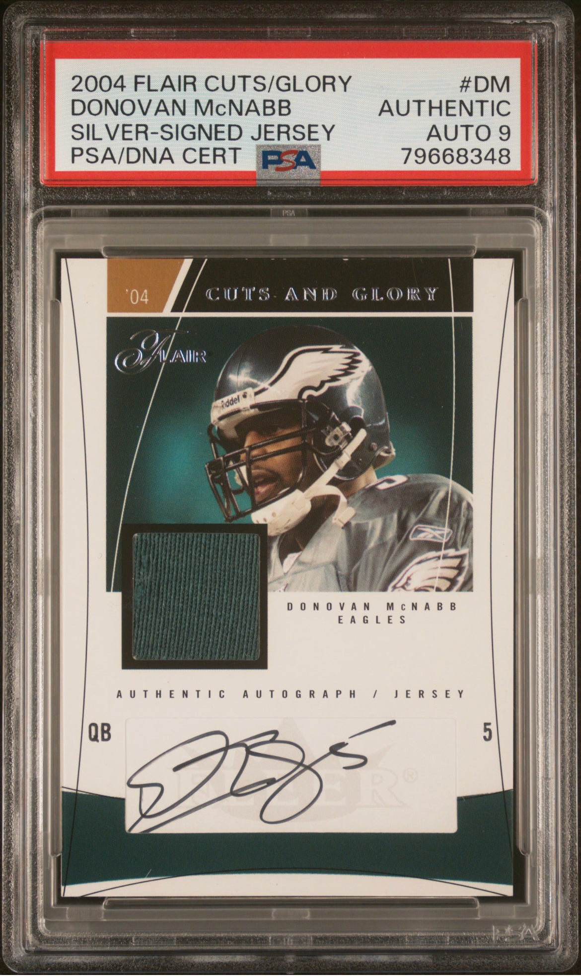 ❤️2004 Flair Cuts and Glory DONOVAN MCNABB  PSA 10 AUTO GAME USED JERSEY /50 Pop 1 Super Bowl Year!