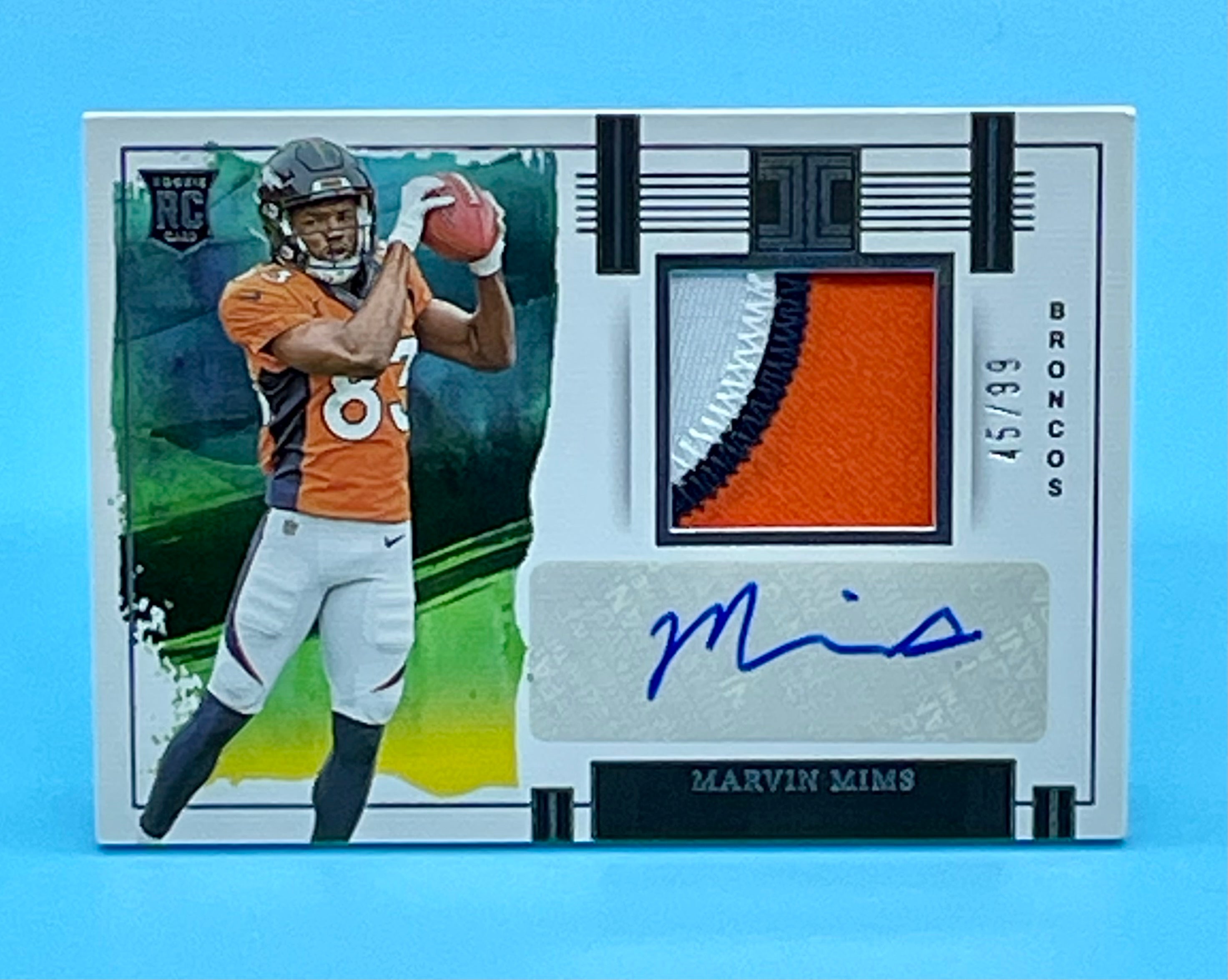 ❤️2023 Panini Impeccable Marvin Mims #/49 Rookie Player Worn Patch Auto RC RPA