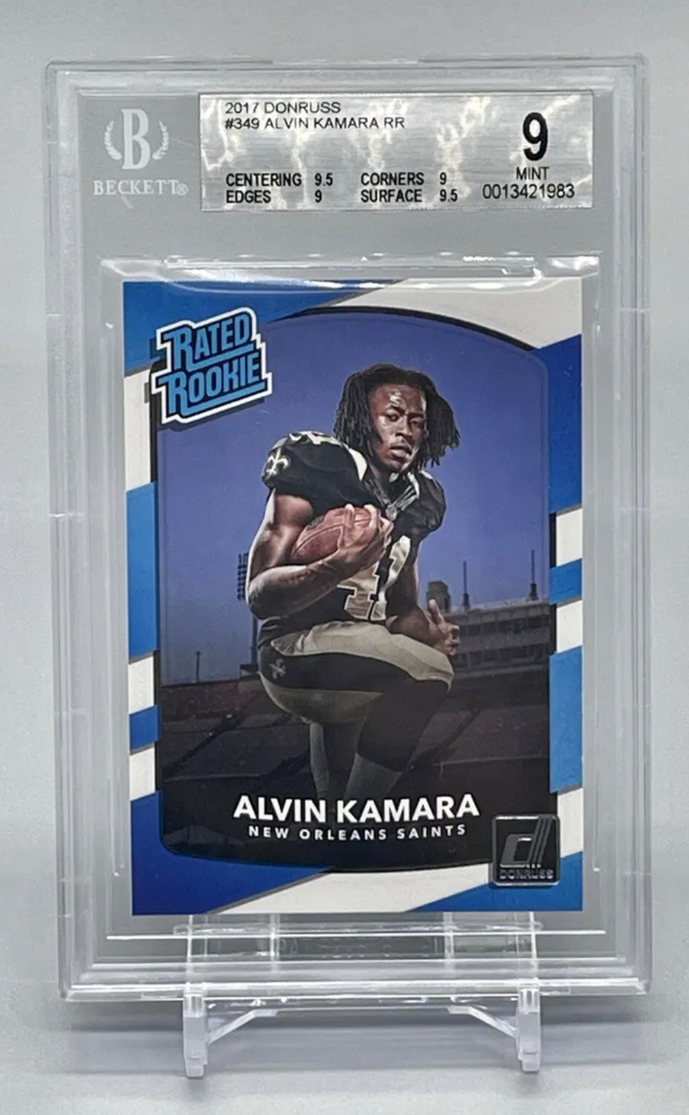 ❤️2017 Donruss RR Alvin Kamara #349 Rookie RC BGS 9 True Mint Saints