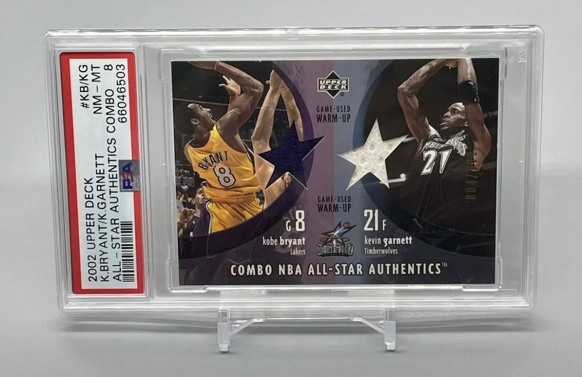 ❤️Kobe Bryant (First All-Star Game MVP) / Kevin Garnett 2002 Upper Deck All-Star Game Used Jersey /300 PSA 8 Pop 1!