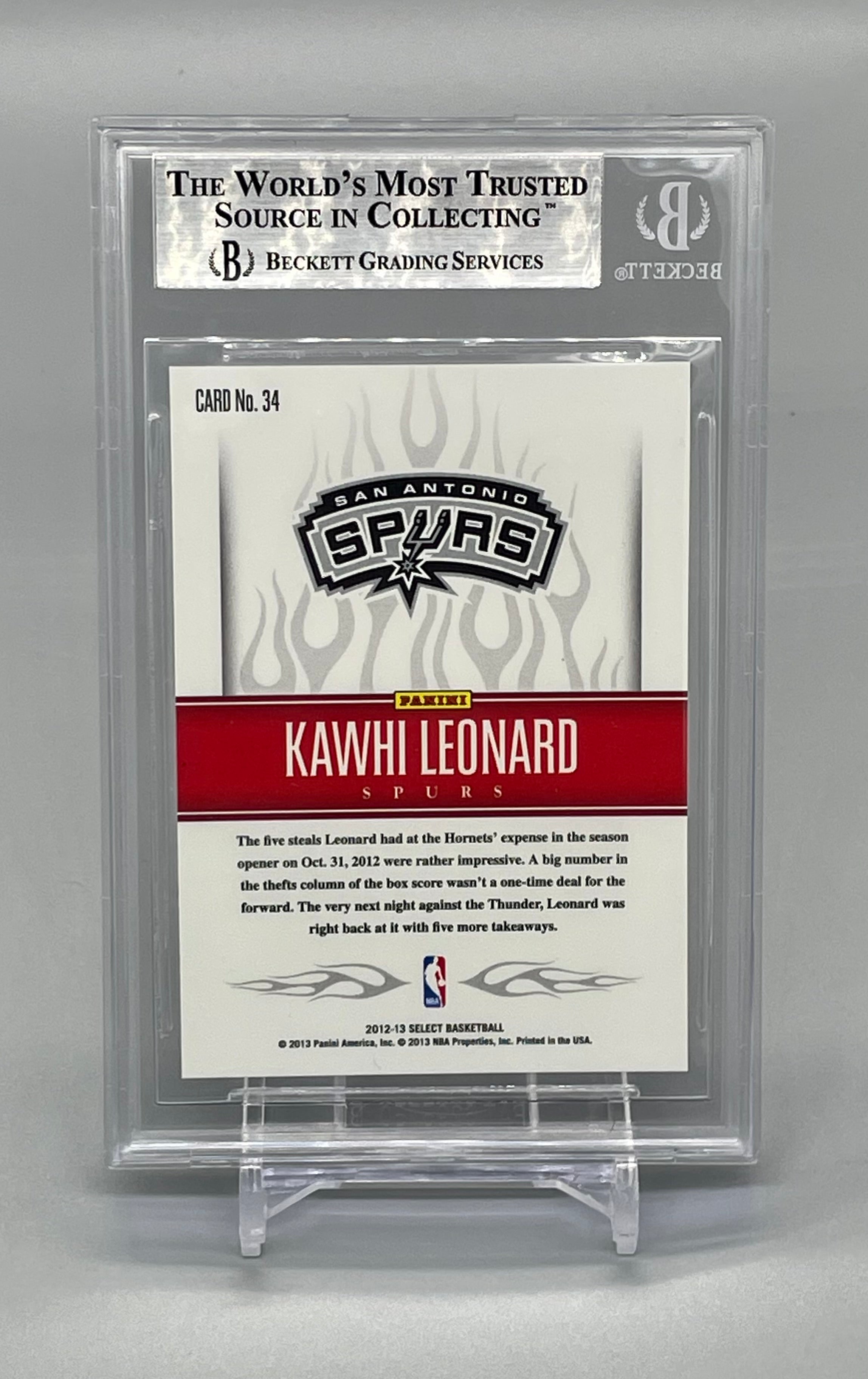 ❤️2012 Panini Select #34 Kawhi Leonard Hot Rookies Red RC BGS 9 Spurs Clippers