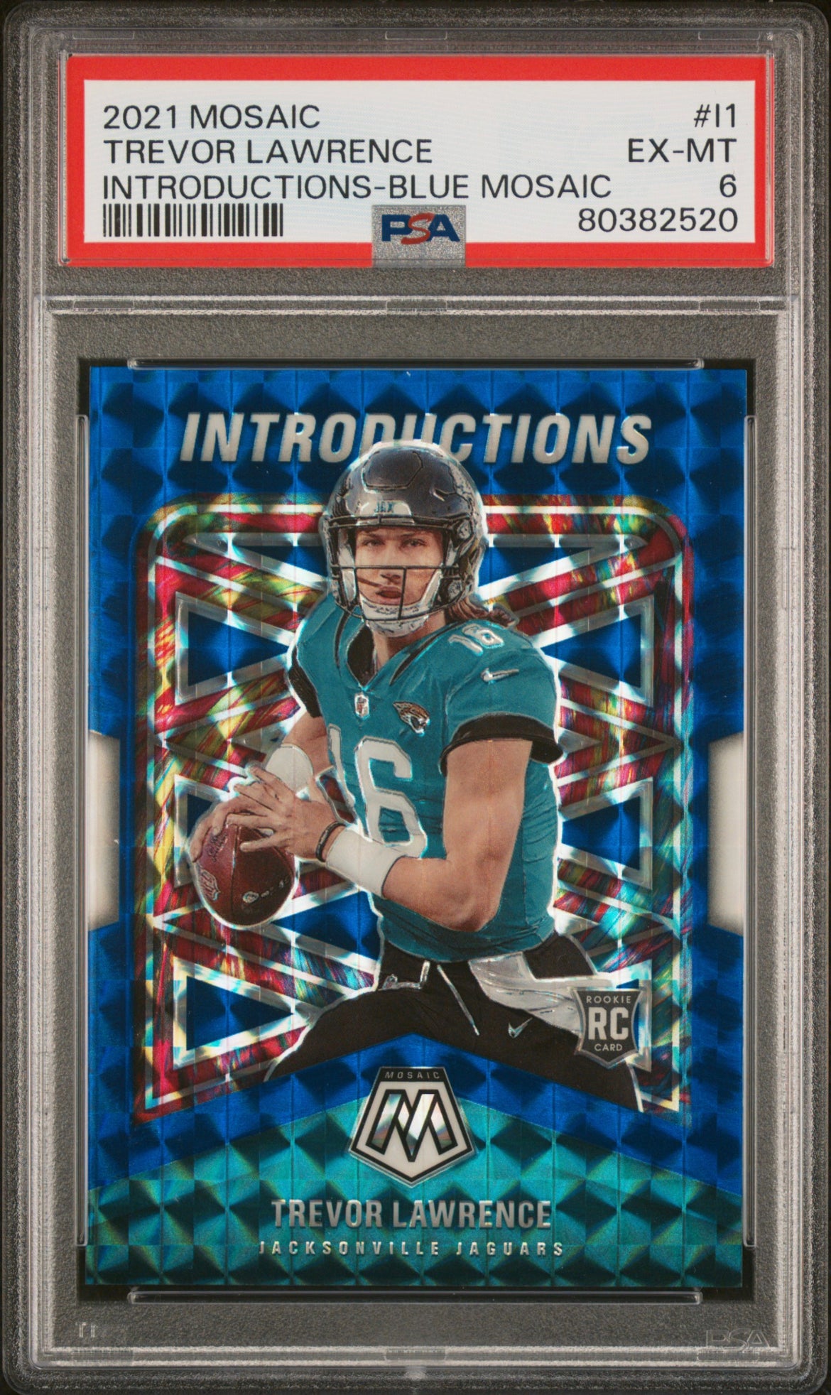 ❤️ 2021 Mosaic Blue Prizm Introductions Trevor Lawrence /99 Rookie RC Psa 6 Pop 7