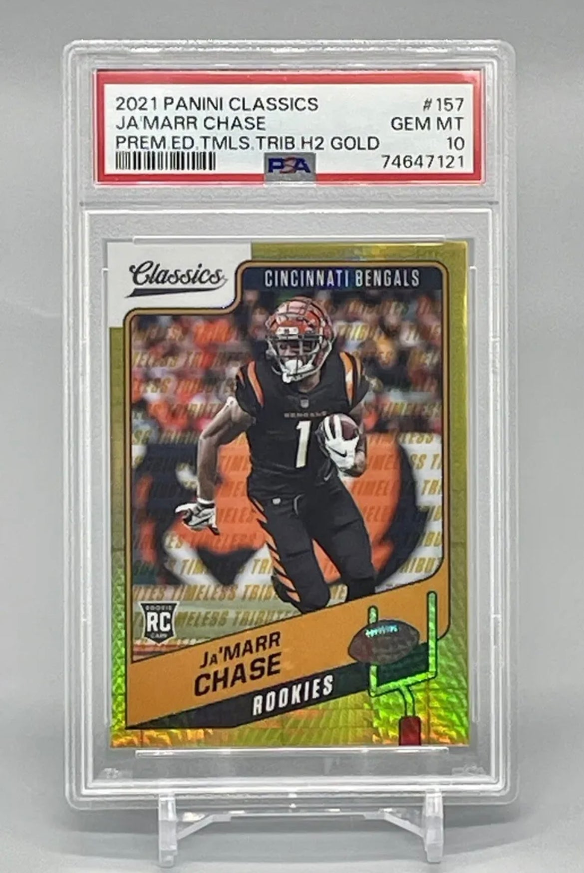 2021 Classics Premium Timeless Tribute H2 Gold Ja'Marr Chase Psa 10 RC /99 Pop 3