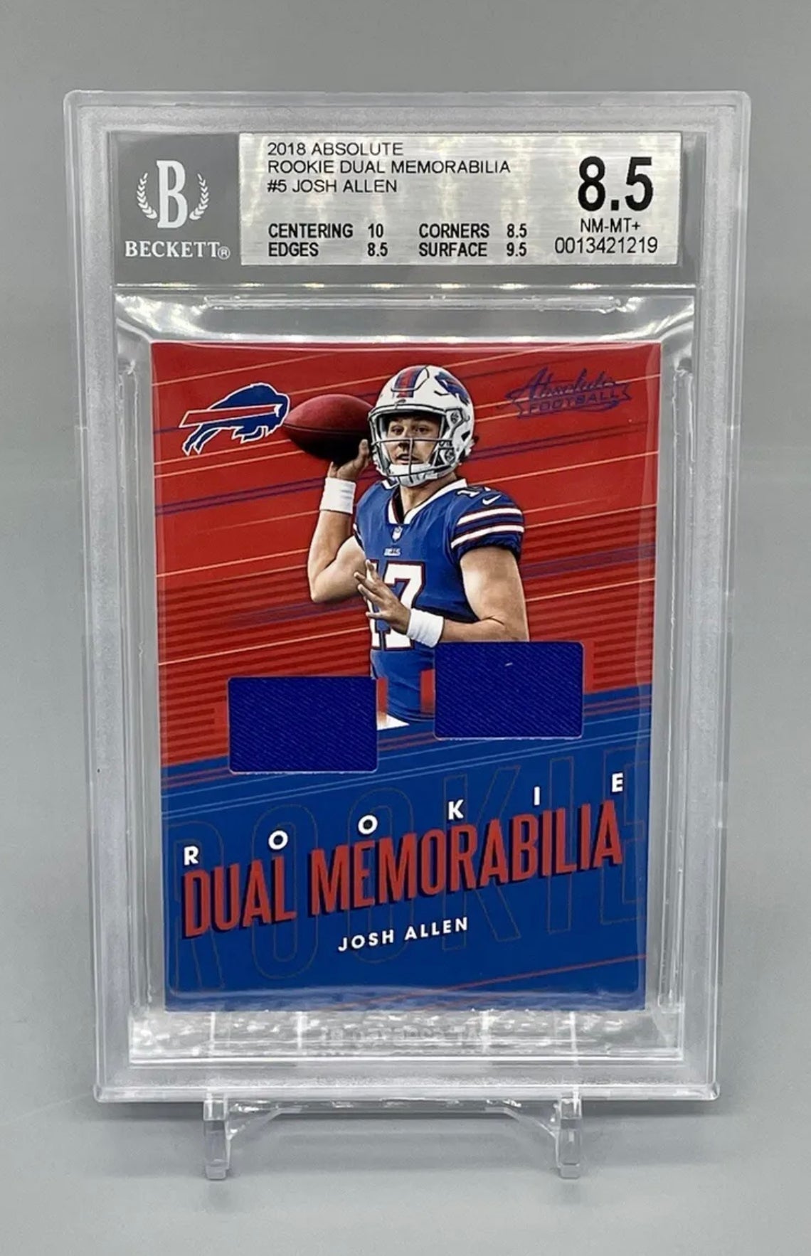 ❤️2018 Absolute Rookie RC Dual Memorabilia Josh Allen #RDM-JA BGS 8.5 NM MINT