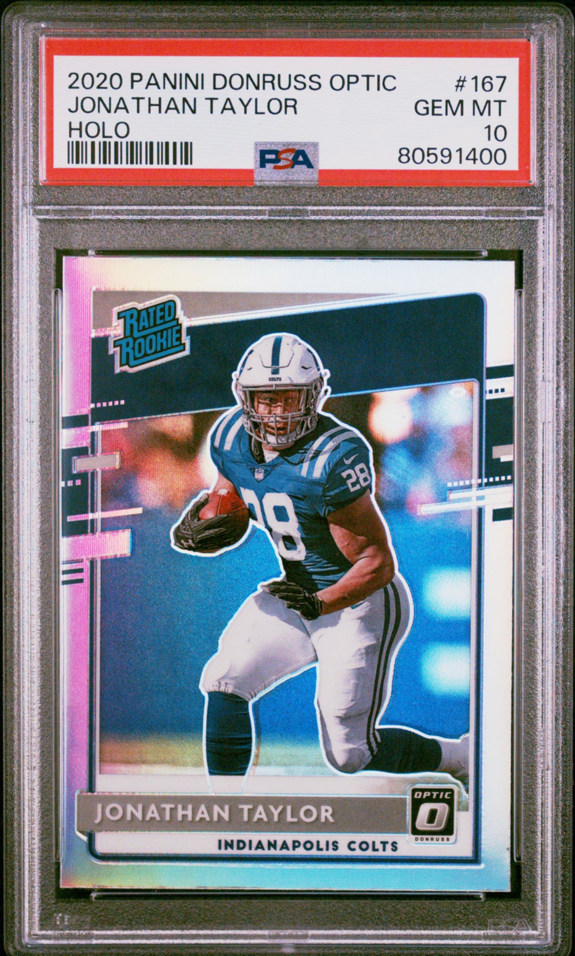 ❤️Jonathan Taylor 2020 Donruss Optic Holo #167 Rookie RC PSA 10 GEM MINT