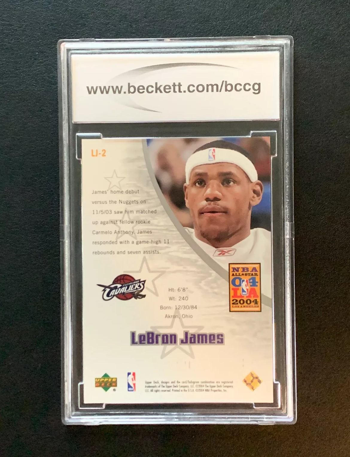 2004 Upper Deck All Star Game Lebron James Rookie /2004. Bccg 10. RC #LJ-2