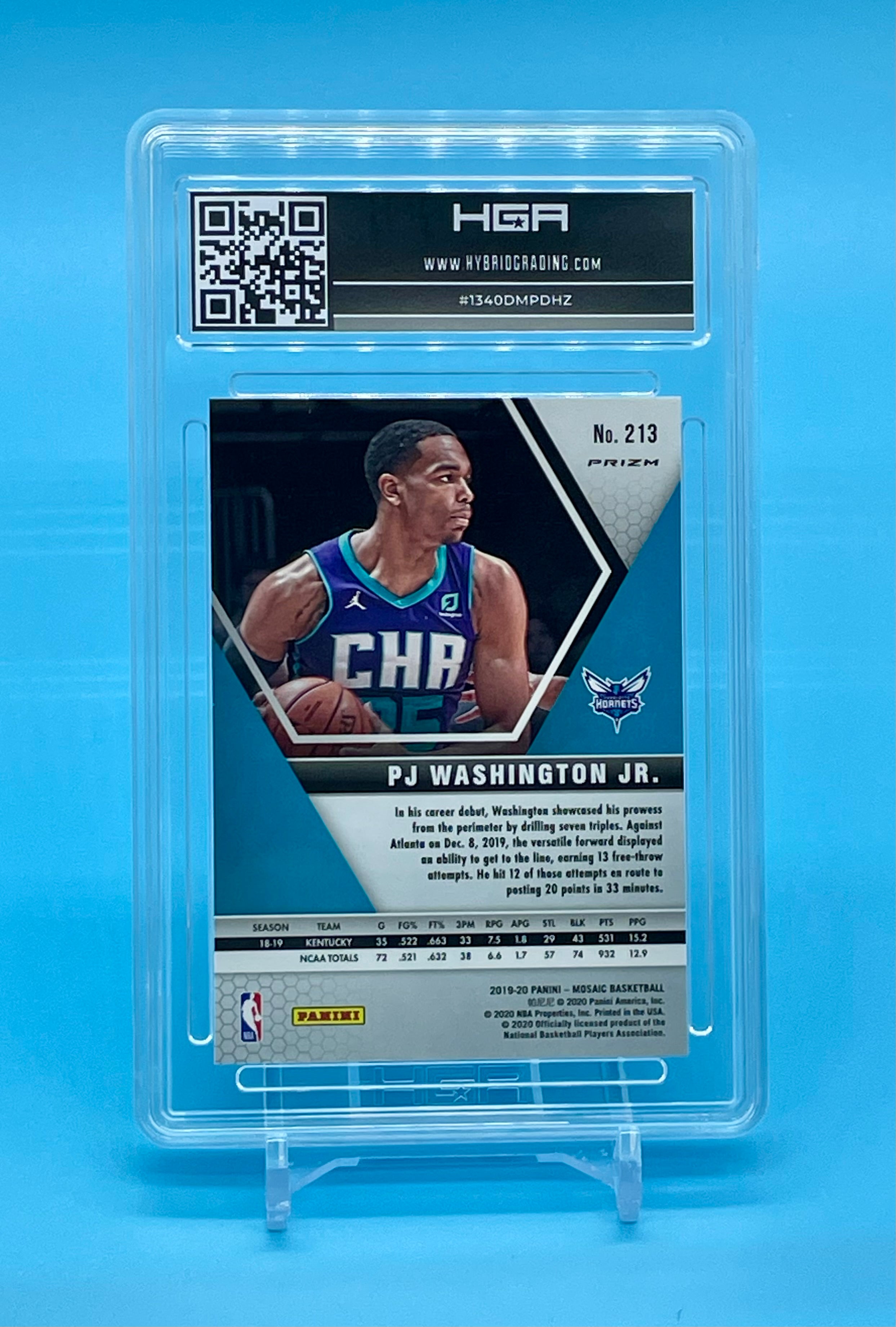 ❤️2019 Panini Mosaic #213 PJ Washington Jr. silver prizm fast break rookie HGA 9