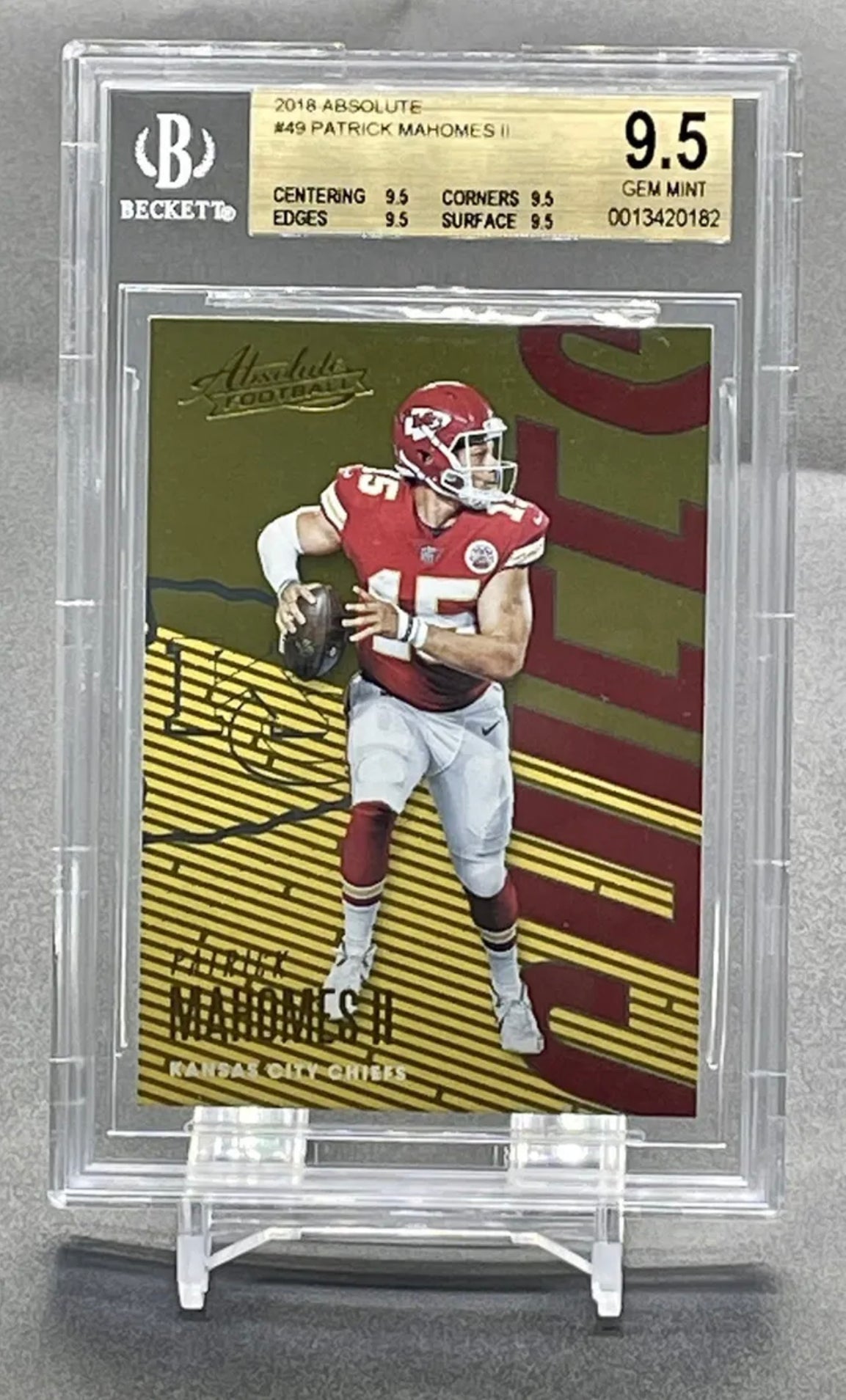 ❤️2018 Panini Absolute Patrick Mahomes II #49 BGS 9.5 True Gem Mint Chiefs