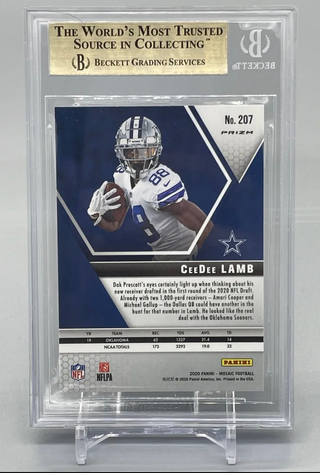 ❤️2020 Mosaic CeeDee Lamb #207 BGS 9.5 Gem Mint Cowboys Rookie RC Cowboys