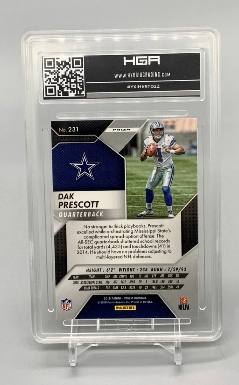 ❤️2016 Panini Silver Prizm Rookie #231 Dak Prescott HGA 9.0 RC Beautiful!