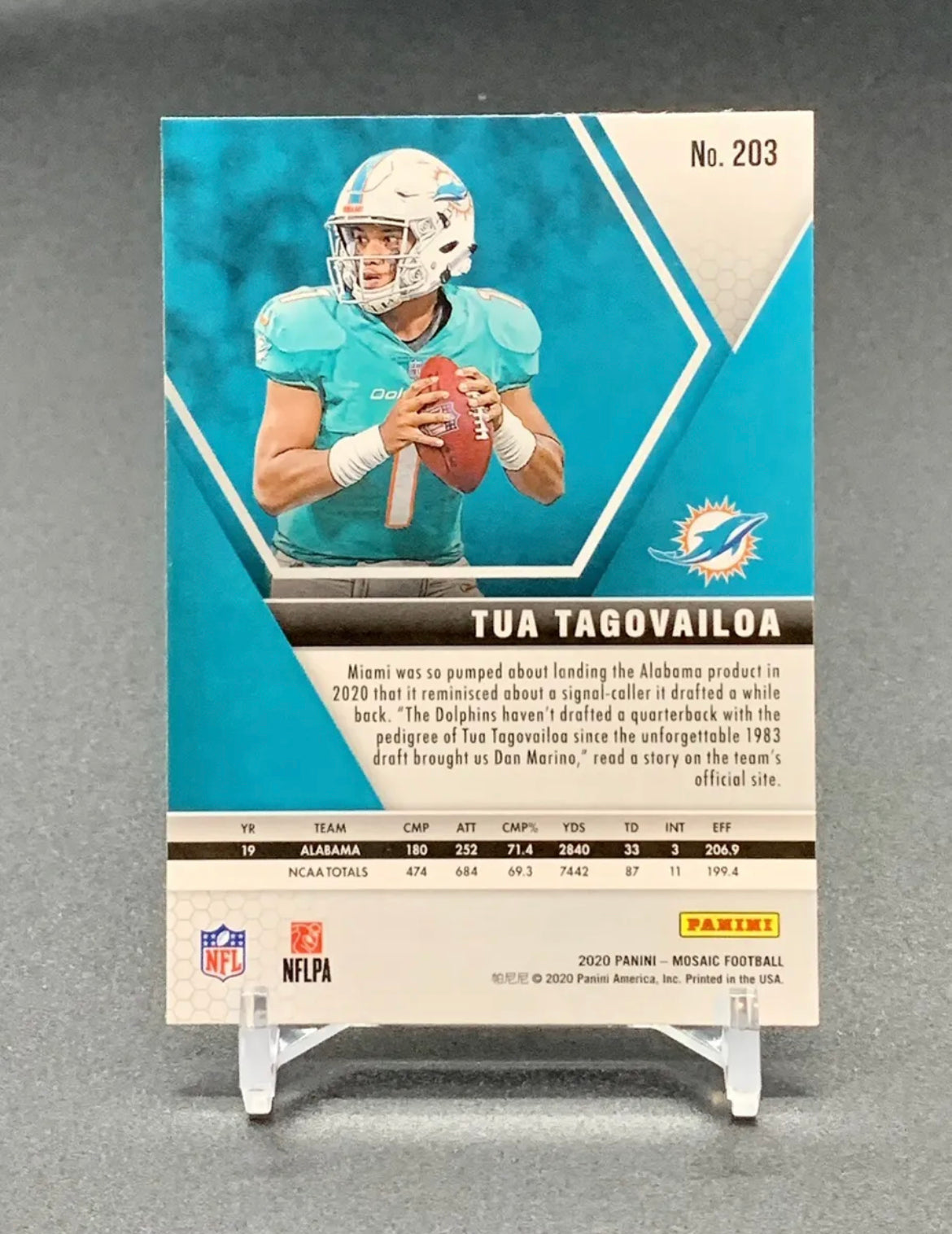 ❤️2020 Tua Tagovailoa Panini Mosaic RC Rookie #203 Miami Dolphins