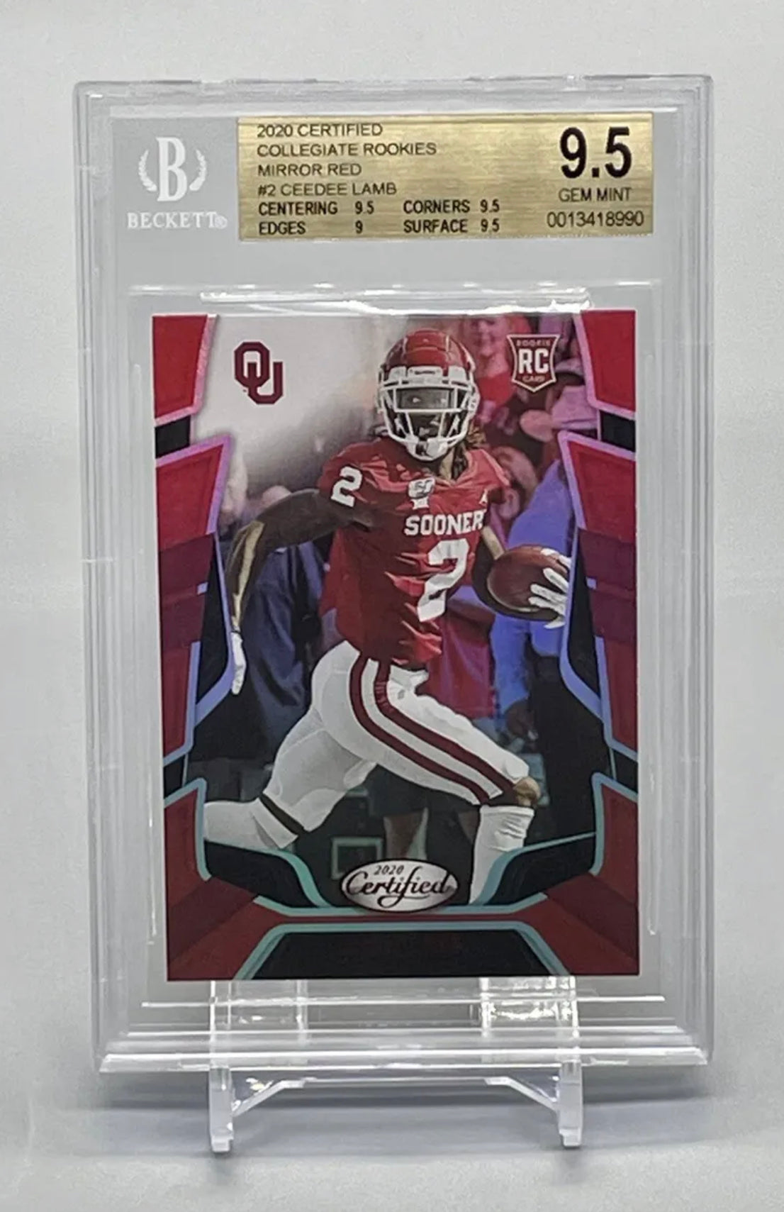 ❤️2020 Panini Chronicles Certified Mirror Red #2 CeeDee Lamb RC Rookie BGS 9.5 Oklahoma Sooners Cowboys