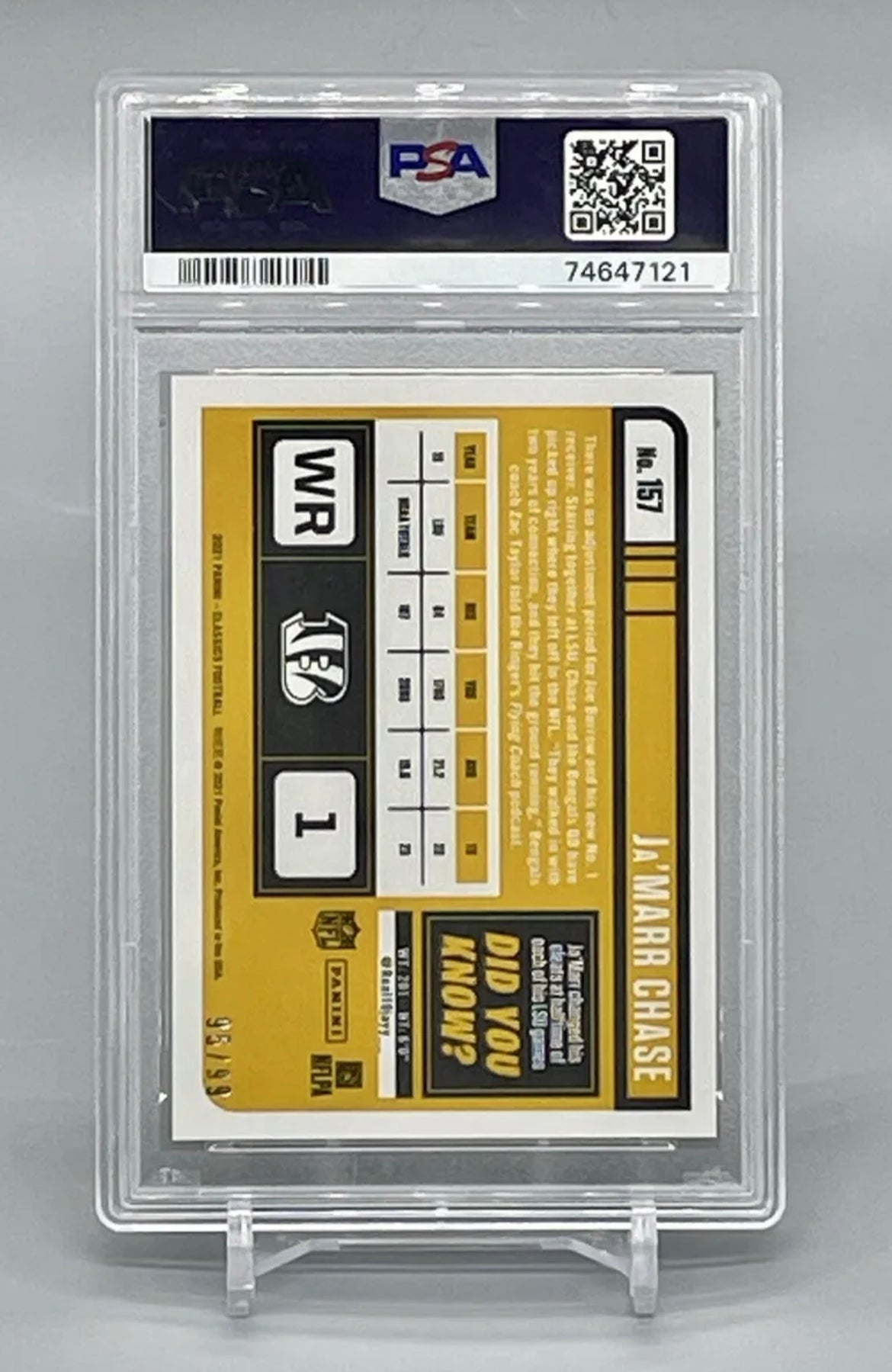 2021 Classics Premium Timeless Tribute H2 Gold Ja'Marr Chase Psa 10 RC /99 Pop 3