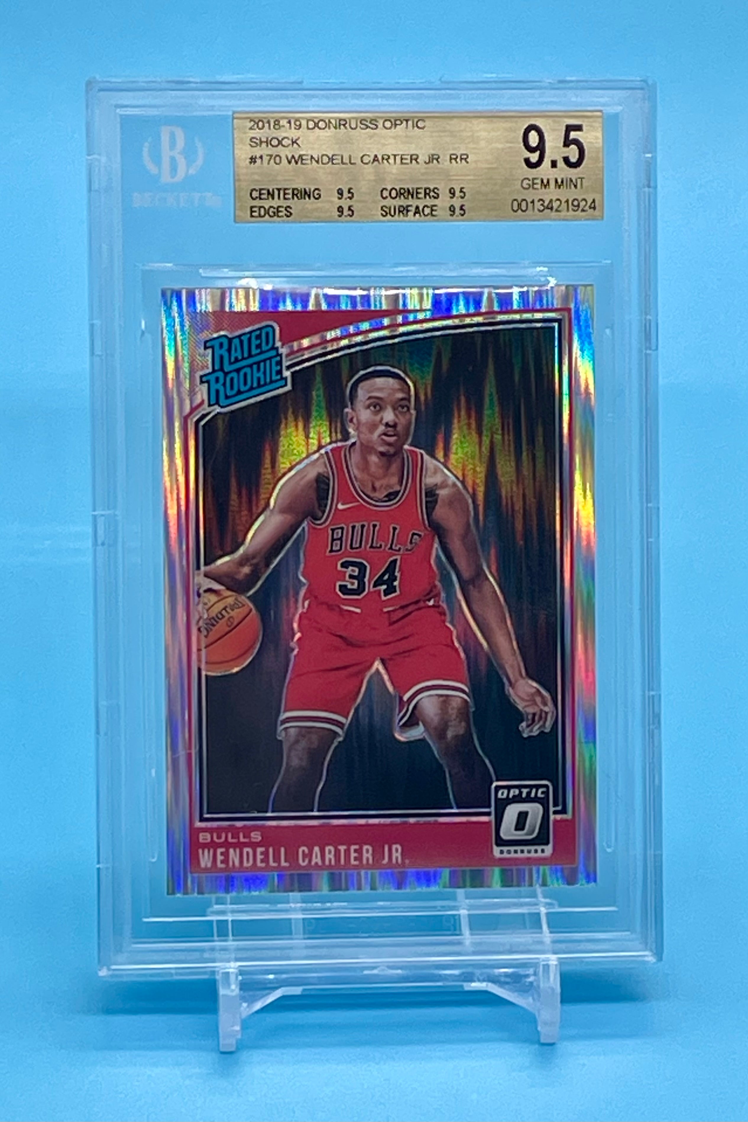 ❤️2018 Donruss Optic Rated Shock Prizm Wendell Carter Jr BGS 9.5 GEM MT Rookie RC