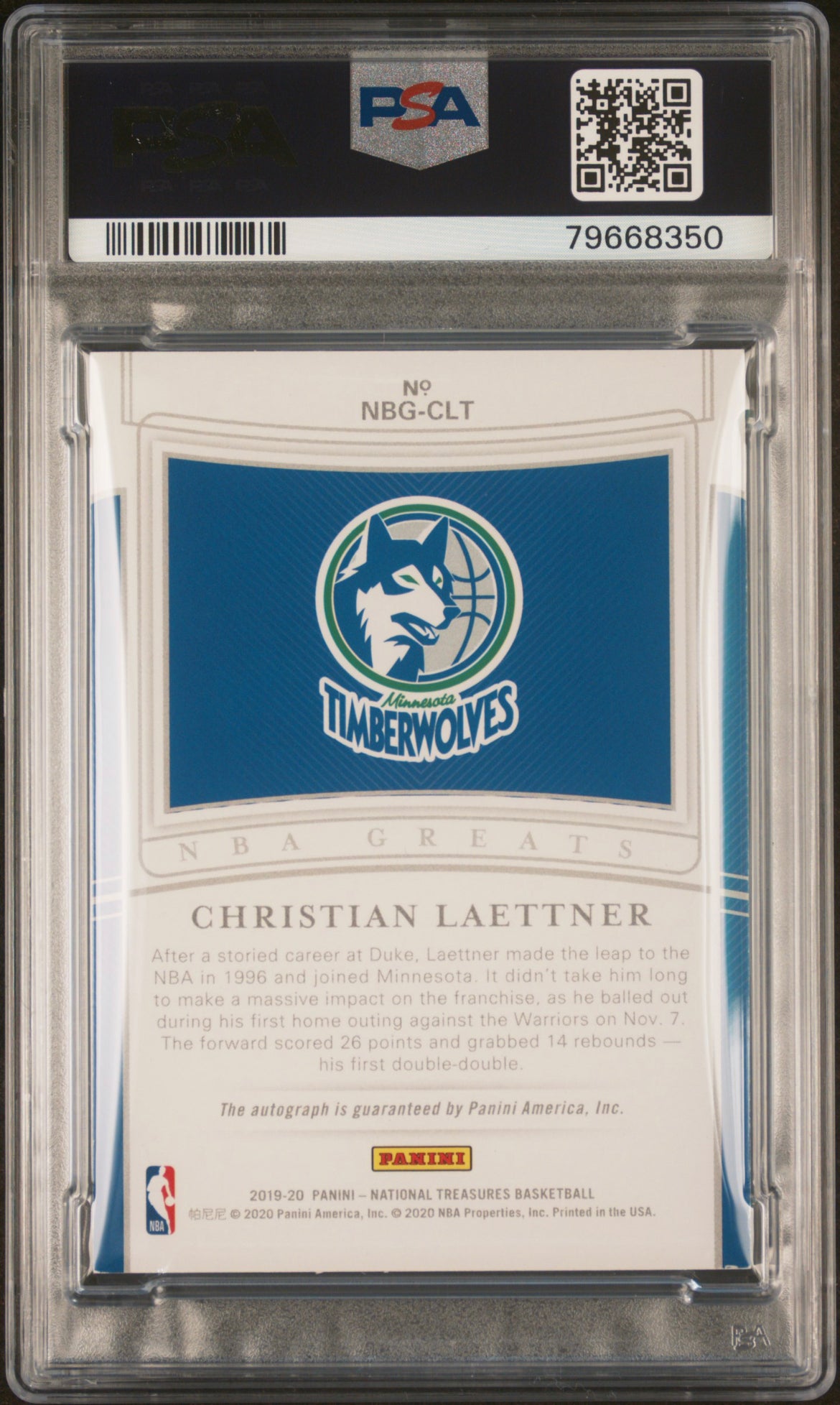 ❤️ 2019 Christian Laettner National Treasures NBA Greats Sig. /99 Psa 9 Auto Pop 1