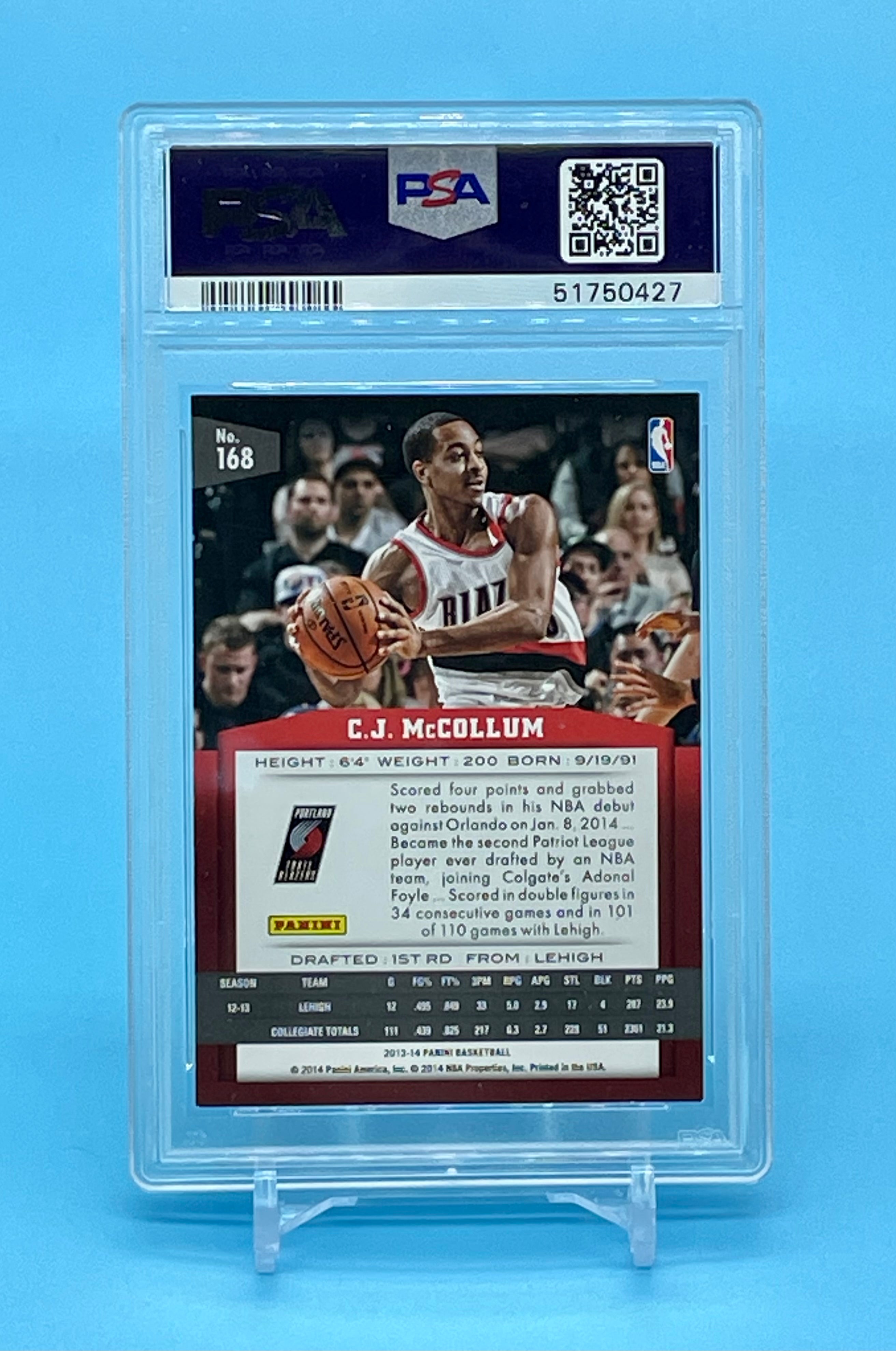 ❤️2013 Panini C.J. McCollum Rookie RC #168  PSA Authentic Autographed Pop 1 Rare