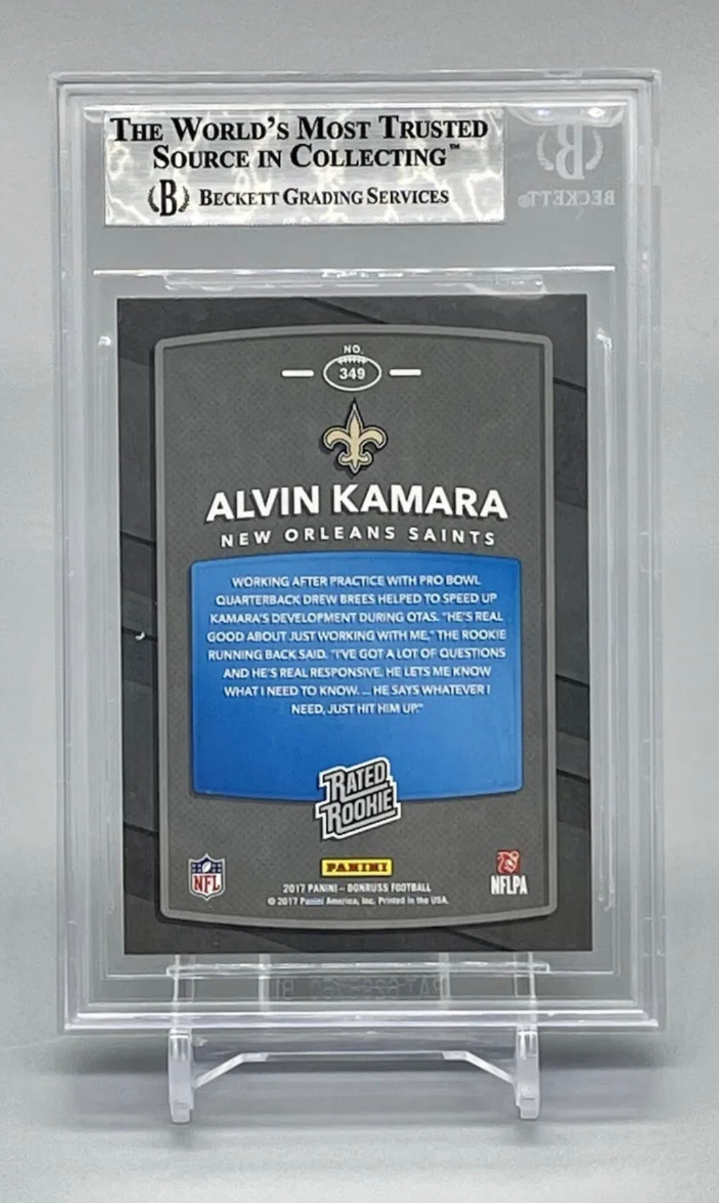 ❤️2017 Donruss RR Alvin Kamara #349 Rookie RC BGS 9 True Mint Saints