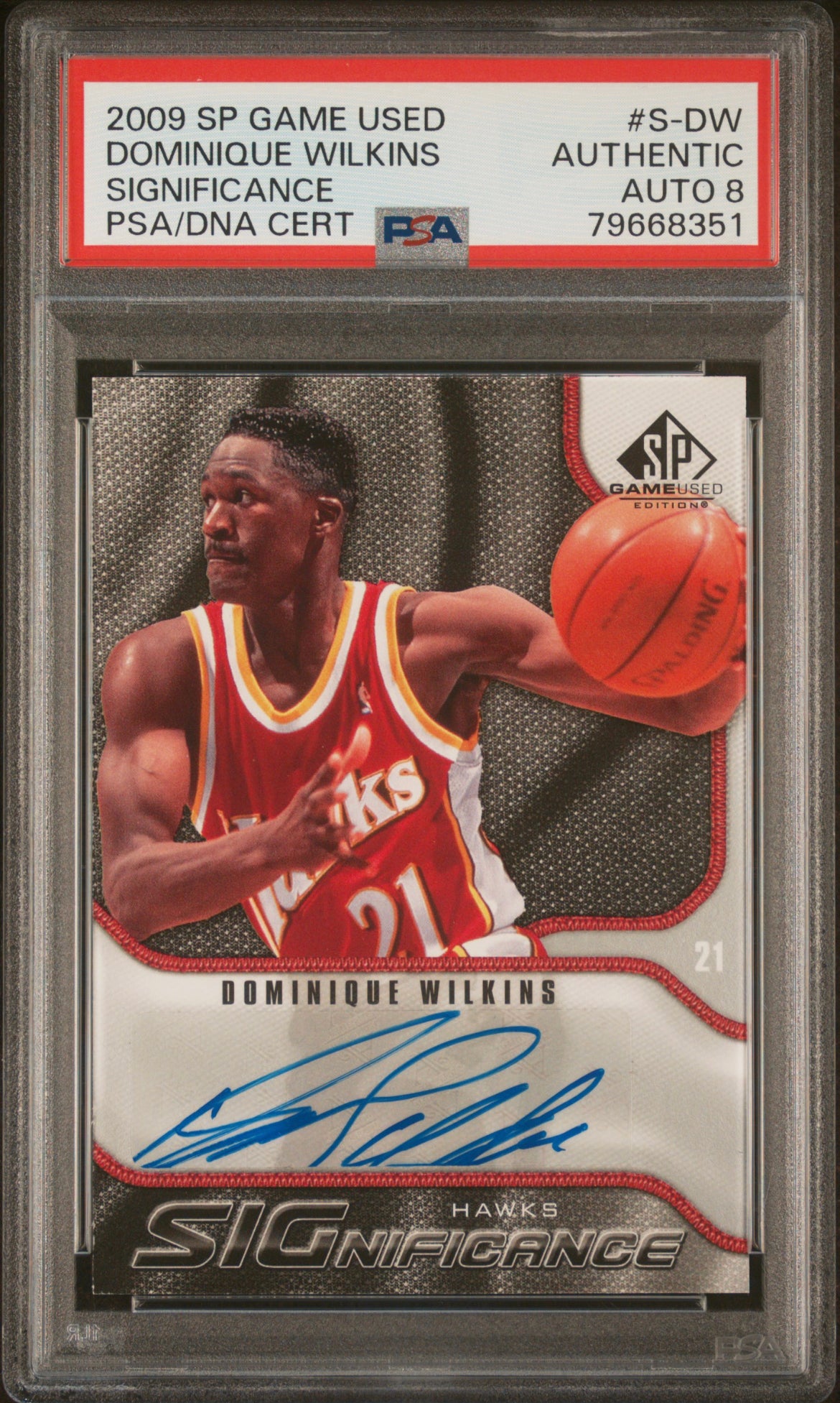 ❤️2009 Upper Deck SP GAME USED DOMINIQUE WILKINS AUTO Autographed Psa 8 Hawks Population of 1 Graded