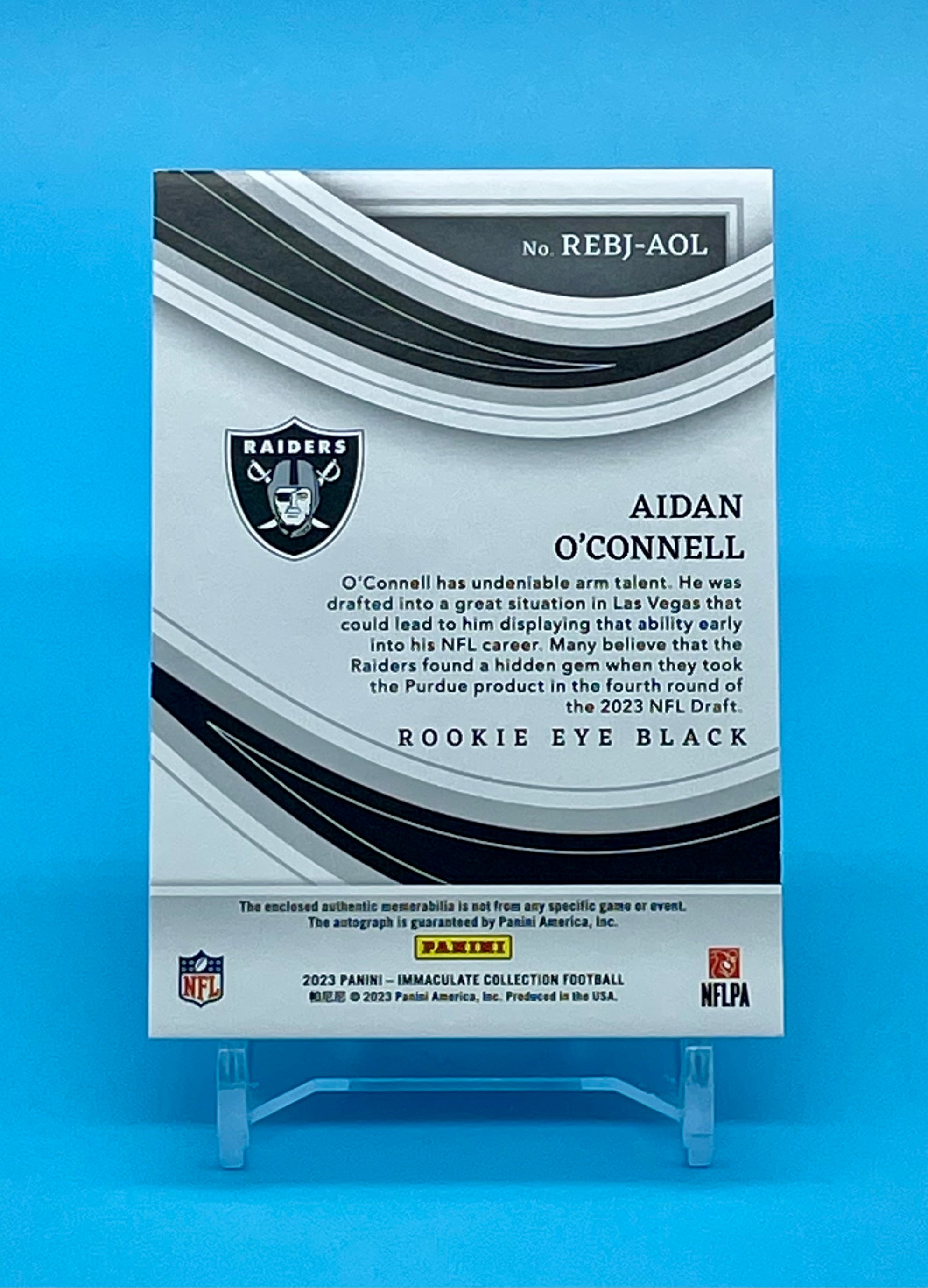 ❤️2023 IMMACULATE AIDAN O’CONNELL /99 EYE BLACK ROOKIE RC PATCH AUTO RAIDERS SP