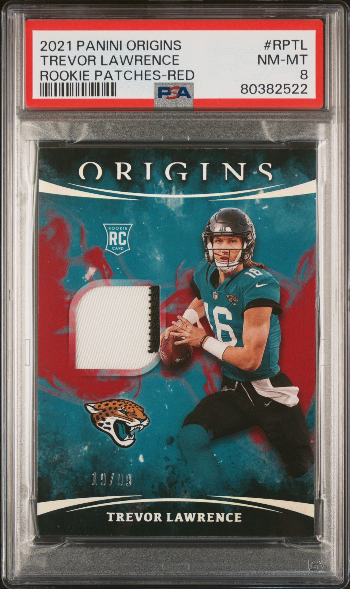 ❤️ 2021 Panini Origins Trevor Lawrence Red Rookie Jersey Patch SP Psa 8 NM-MT Pop 5