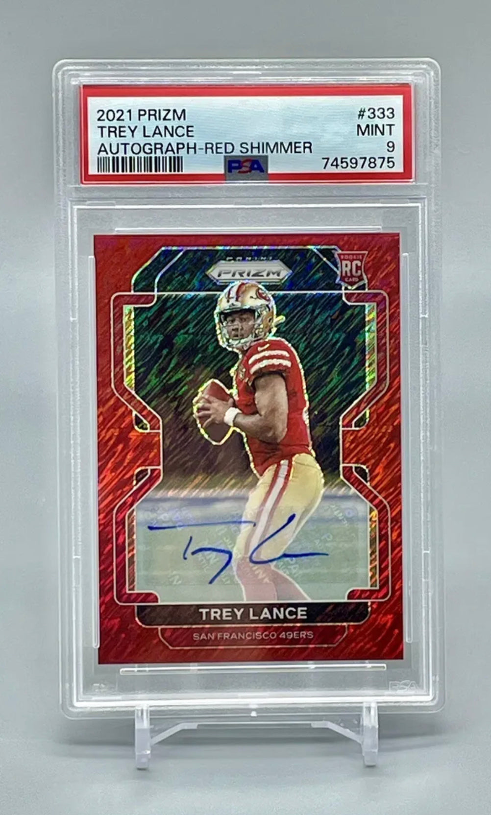 ❤️2021 Prizm Trey Lance Prizm FOTL Red Shimmer 27/35 Auto Rookie Rc #333 49ers