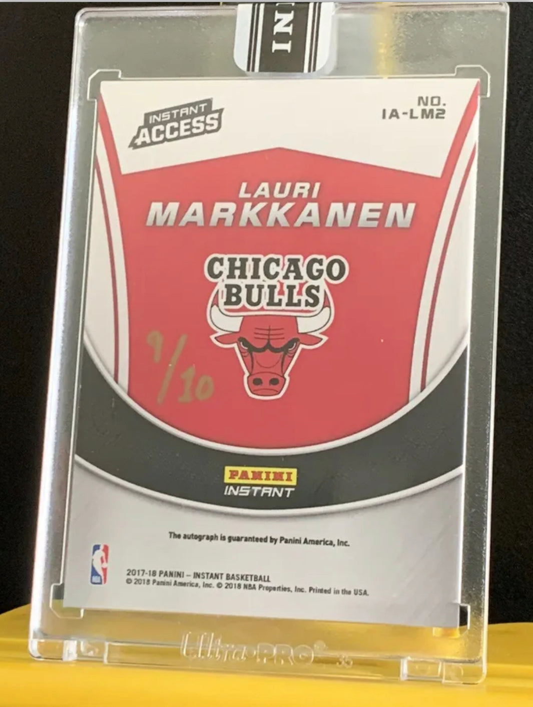 ❤️2017 Panini Instant Rookie Lauri Markkanen Auto On Card Gold Ink /10 RC Bulls Jazz Super Rare