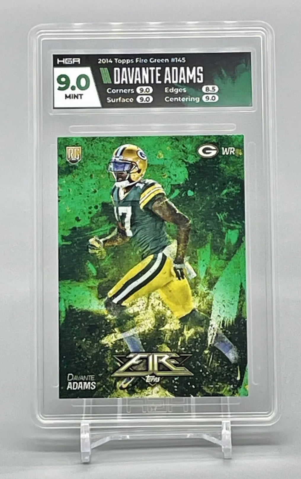 ❤️2014 Topps Fire Football  Green Foil Rookie RC #145 Davante Adams HGA 9