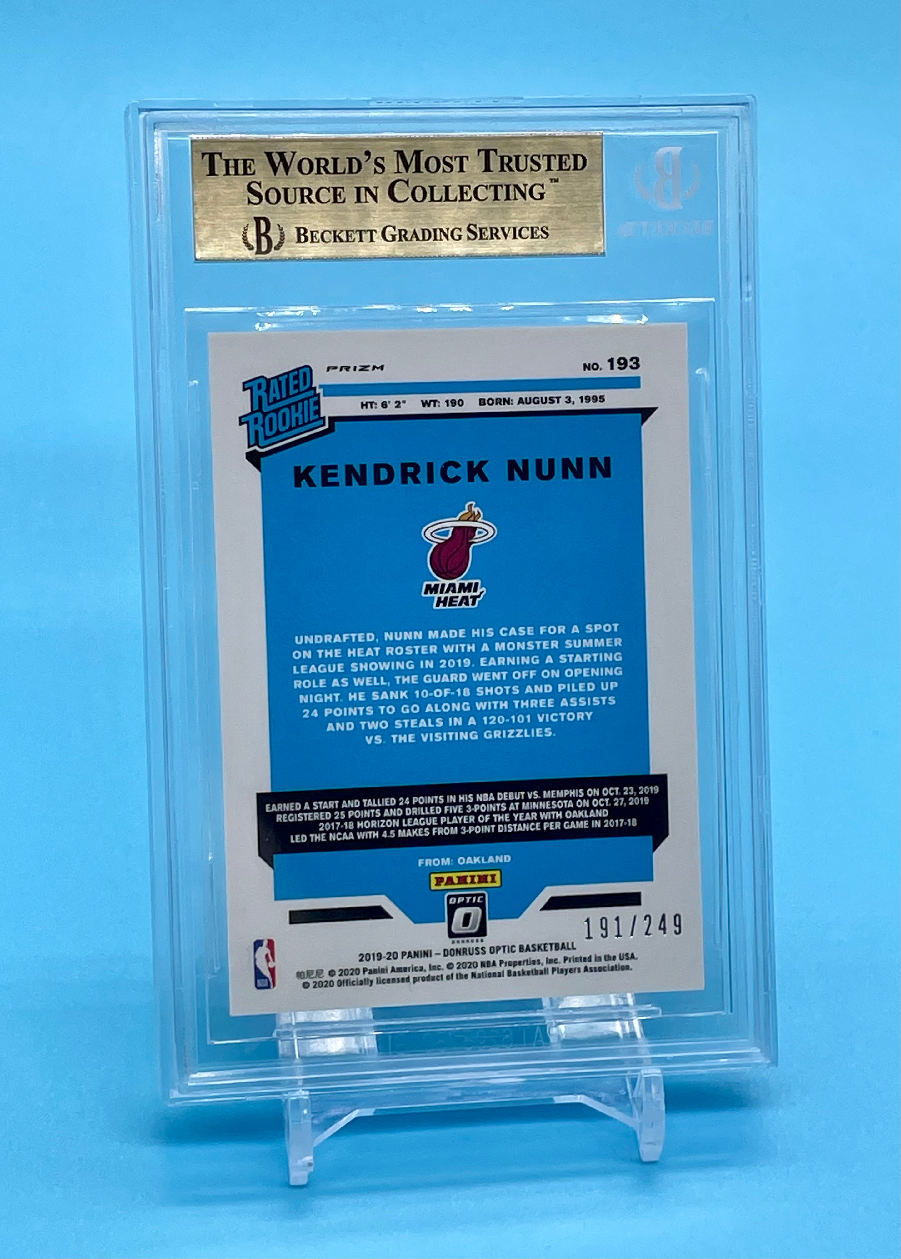 ❤️2019 Donruss Optic KENDRICK NUNN BGS 9.5 RC True Gem Mint Premium Box Set /249 *Error Card*