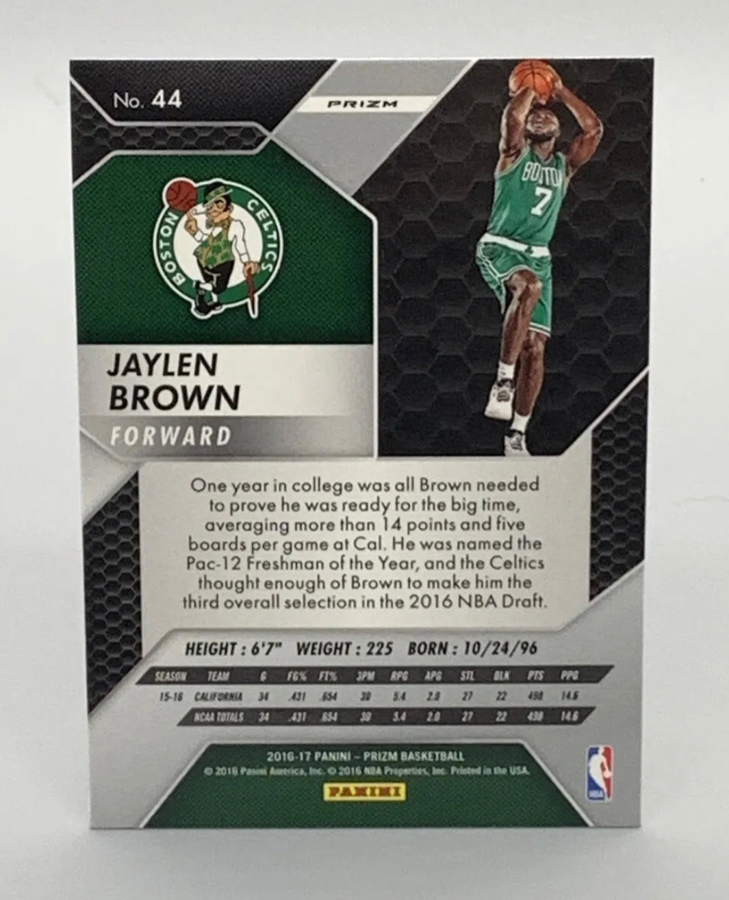 ❤️2016 Jaylen Brown Panini Prizm Silver Rookie RC #44 Celtics Great Centering!